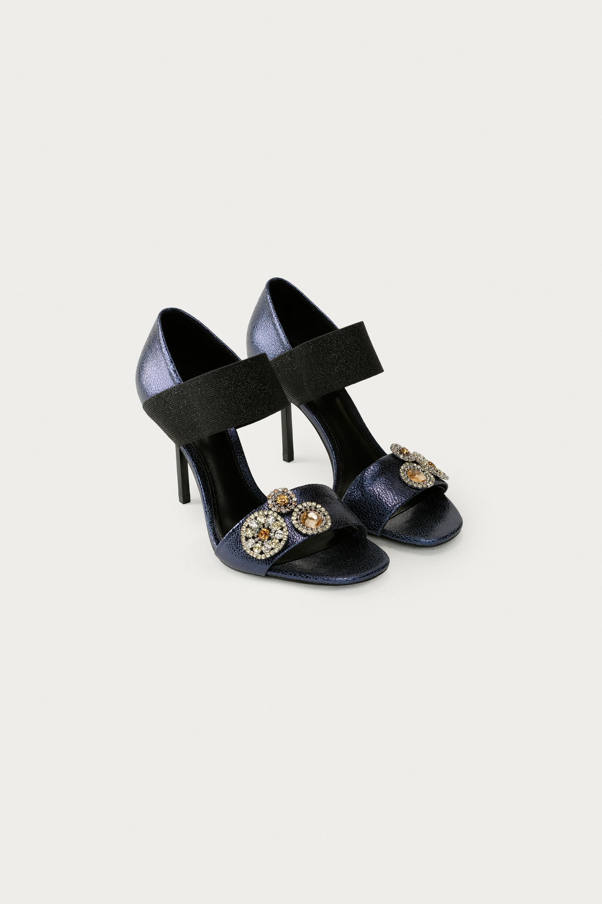 MARISA BERENSON X ZARA METALLIC LEATHER HEEL SANDALS