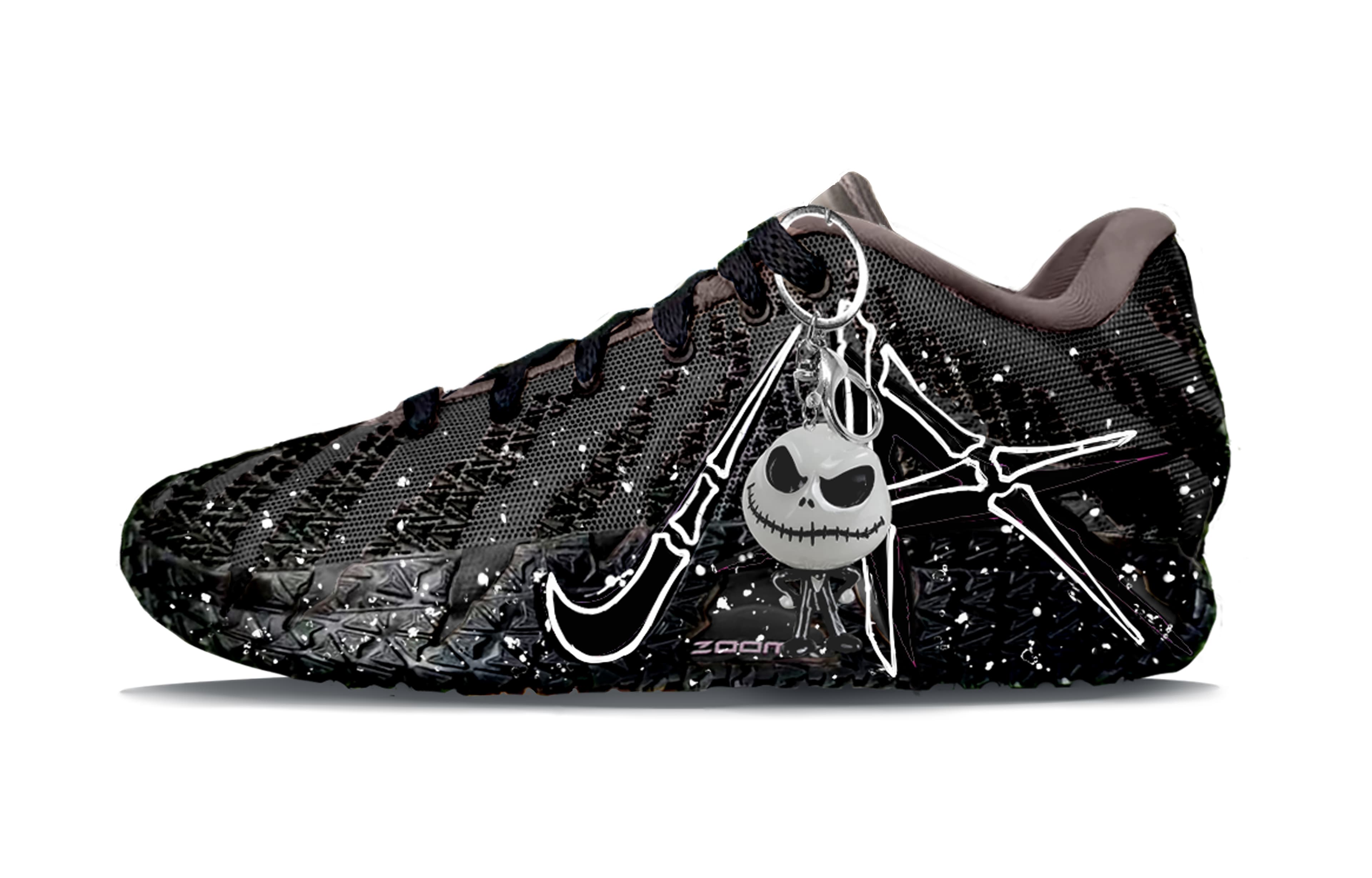 Custom SneakersNike Ja 3 Morant 3rd Gen Jack Skellington Fashion Trendy Simple Versatile Comfortable Graffiti Art Low-Top Basketball Shoes Men's Black White
