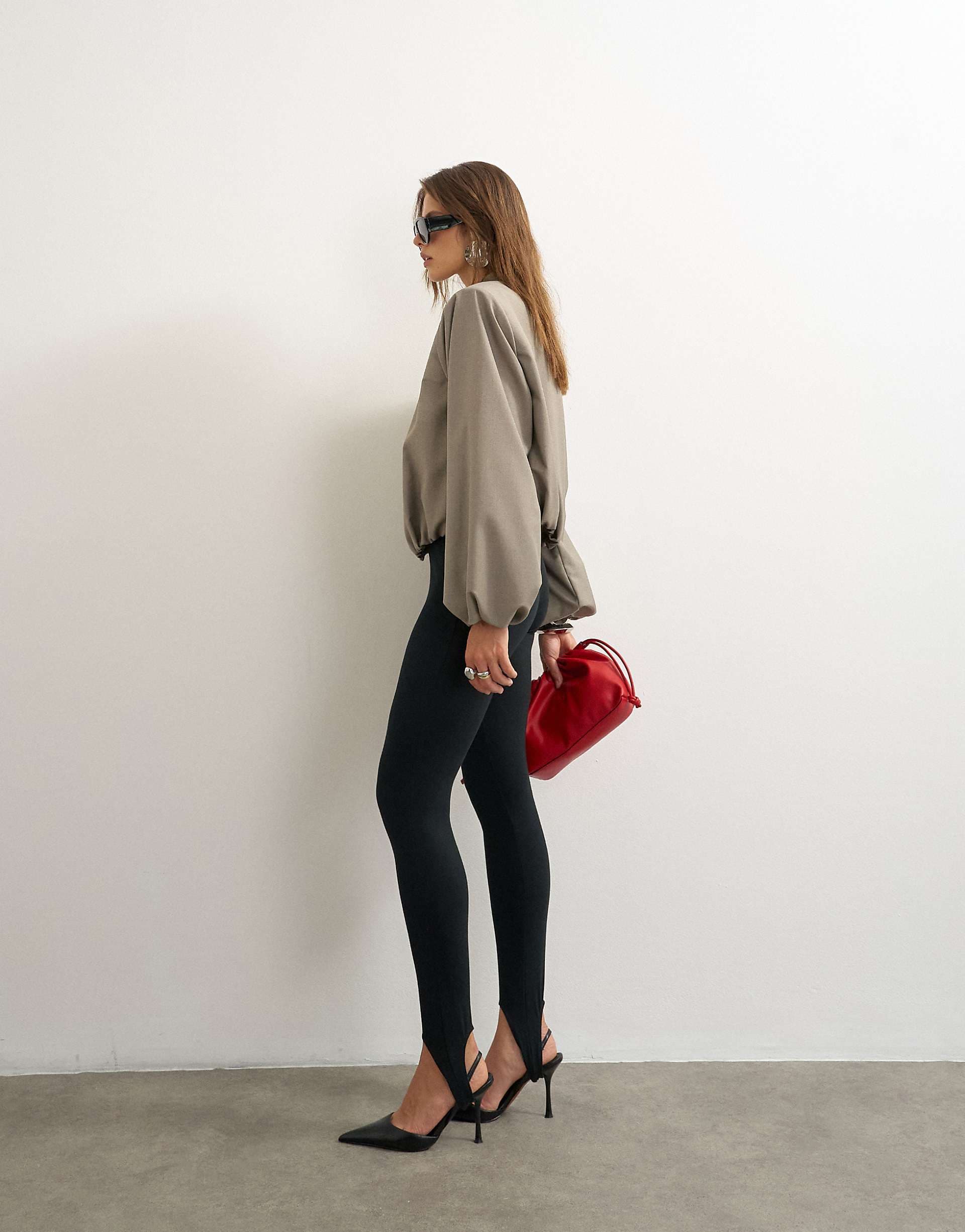 Topshop jersey stirrup leggings in black
