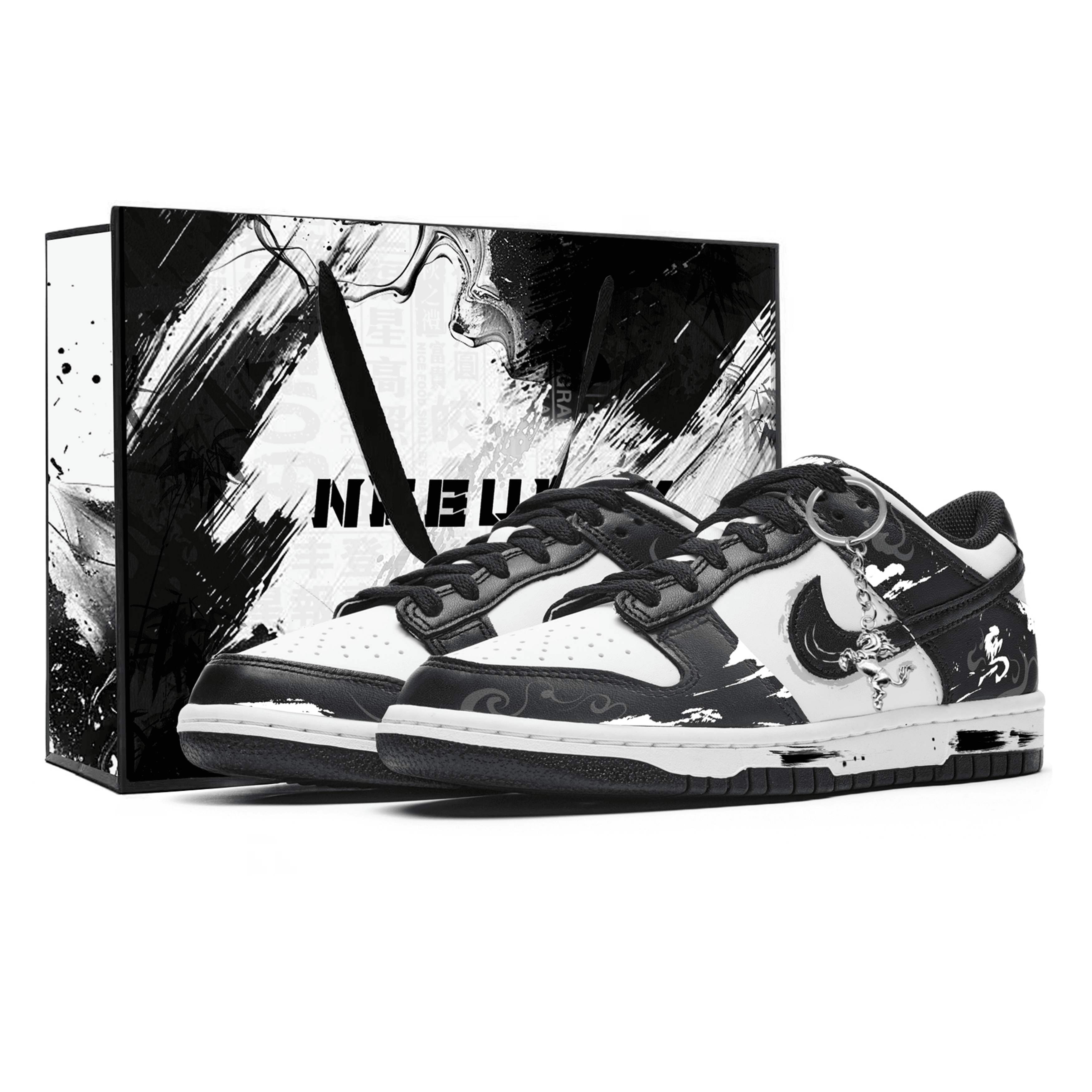 Custom SneakersNike Dunk Azure Horse Pioneer Gift Bag Edition Year of the Horse Limited Panda Classic Popular New Chinese Style Trendy Premium Niche Wear-Resistant Low-Top Skate Shoes Unisex Black White