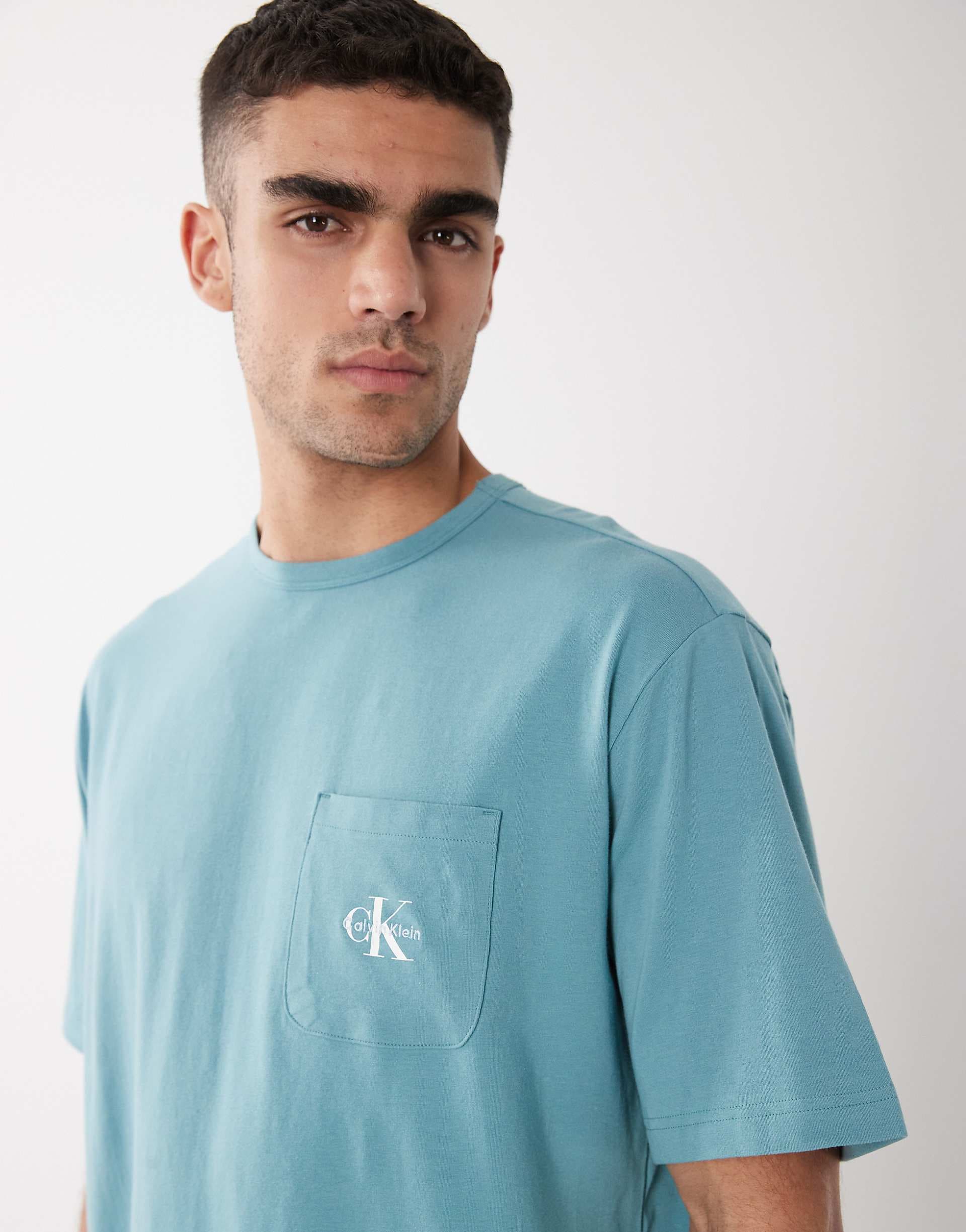 Calvin Klein Icon Cotton Stretch loungewear T-shirt in blue