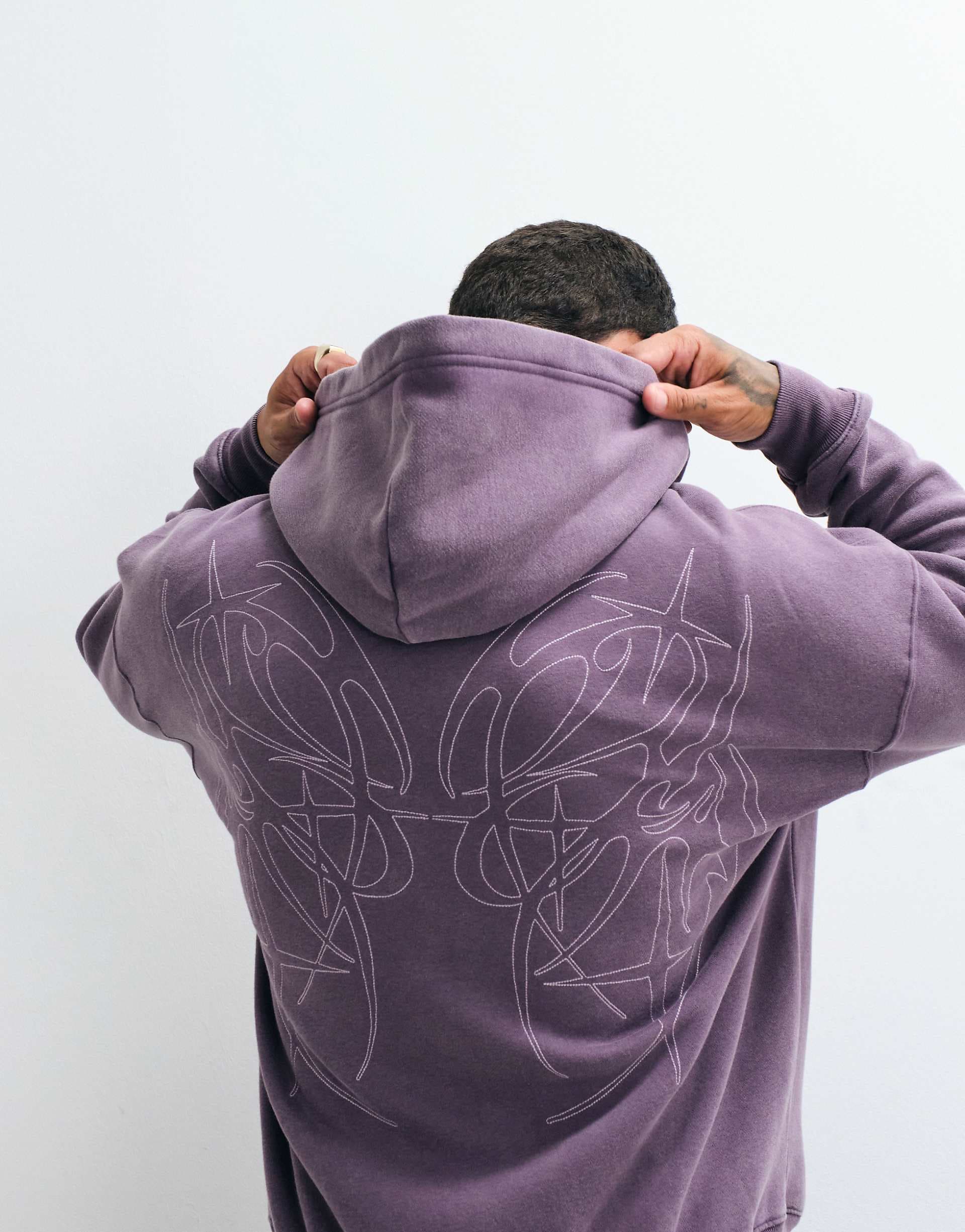 Hollister back graphic boxy fit hoodie in purple