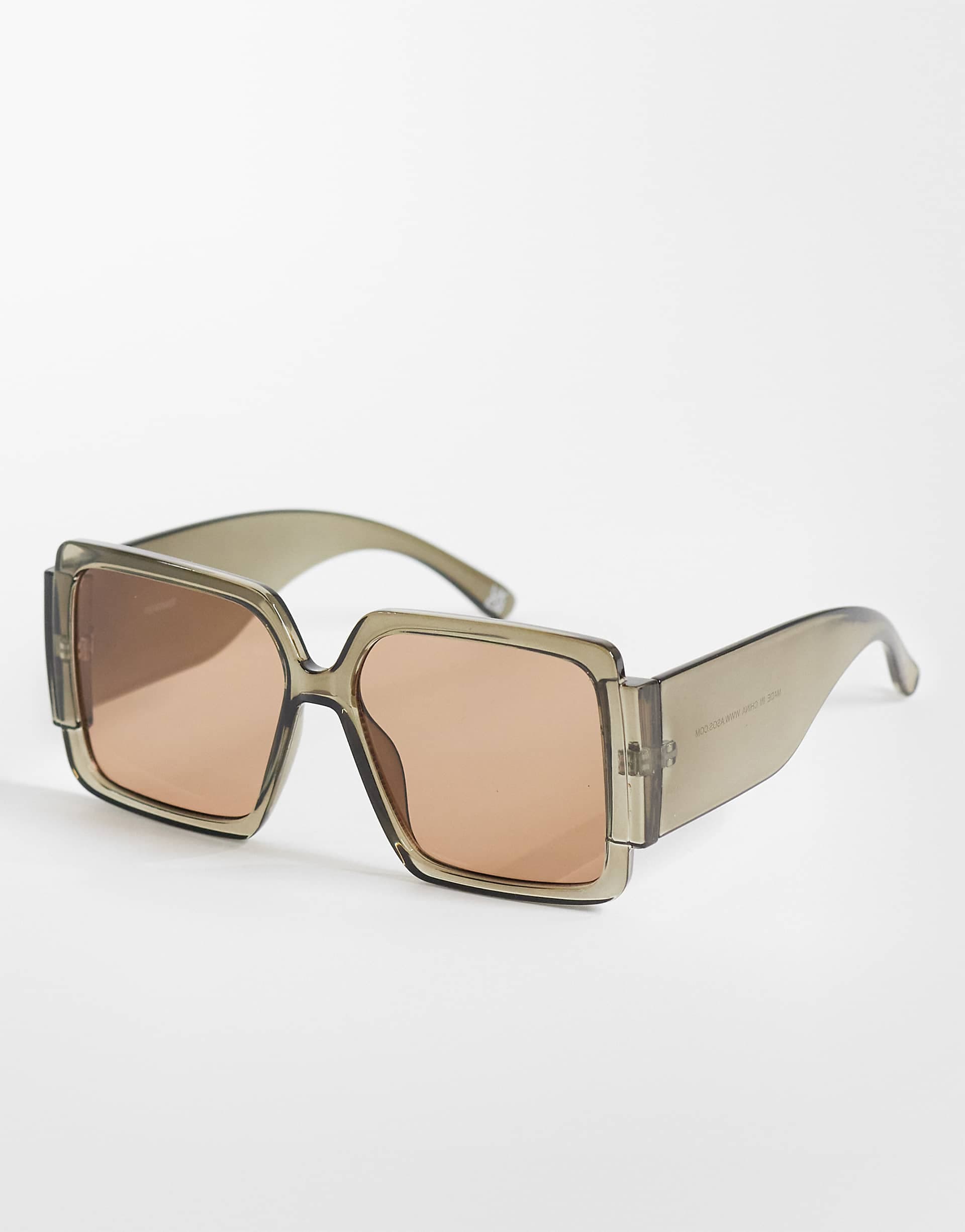 ASOS DESIGN super oversized 70s sunglasses in tonal green
