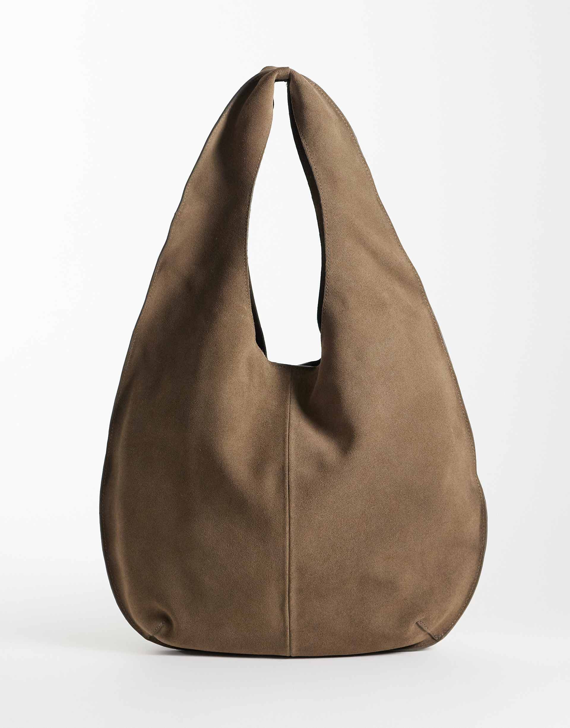 Mango 100% suede sack shoulder bag in brown