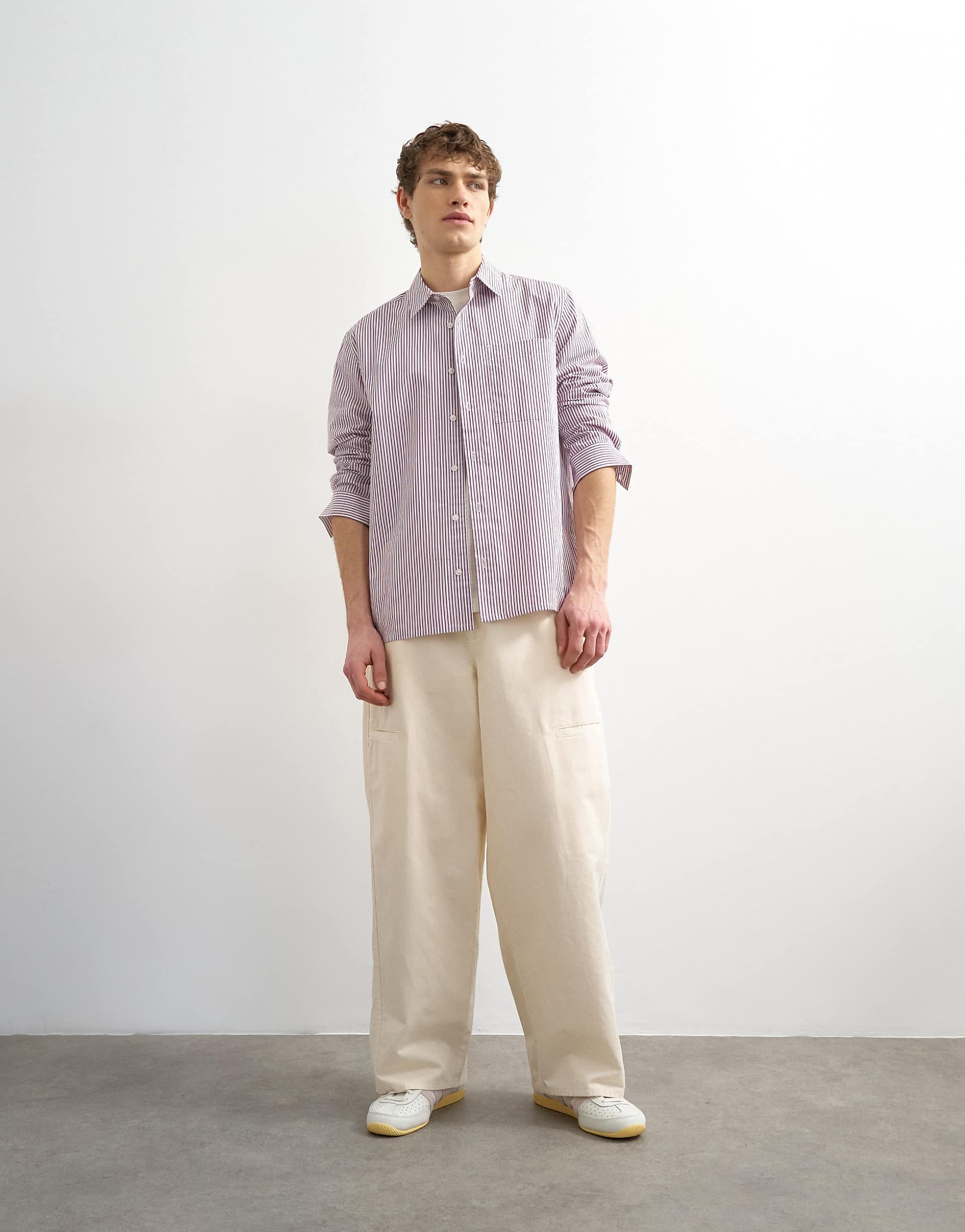 Topman baggy fit pants with side pockets in cream
