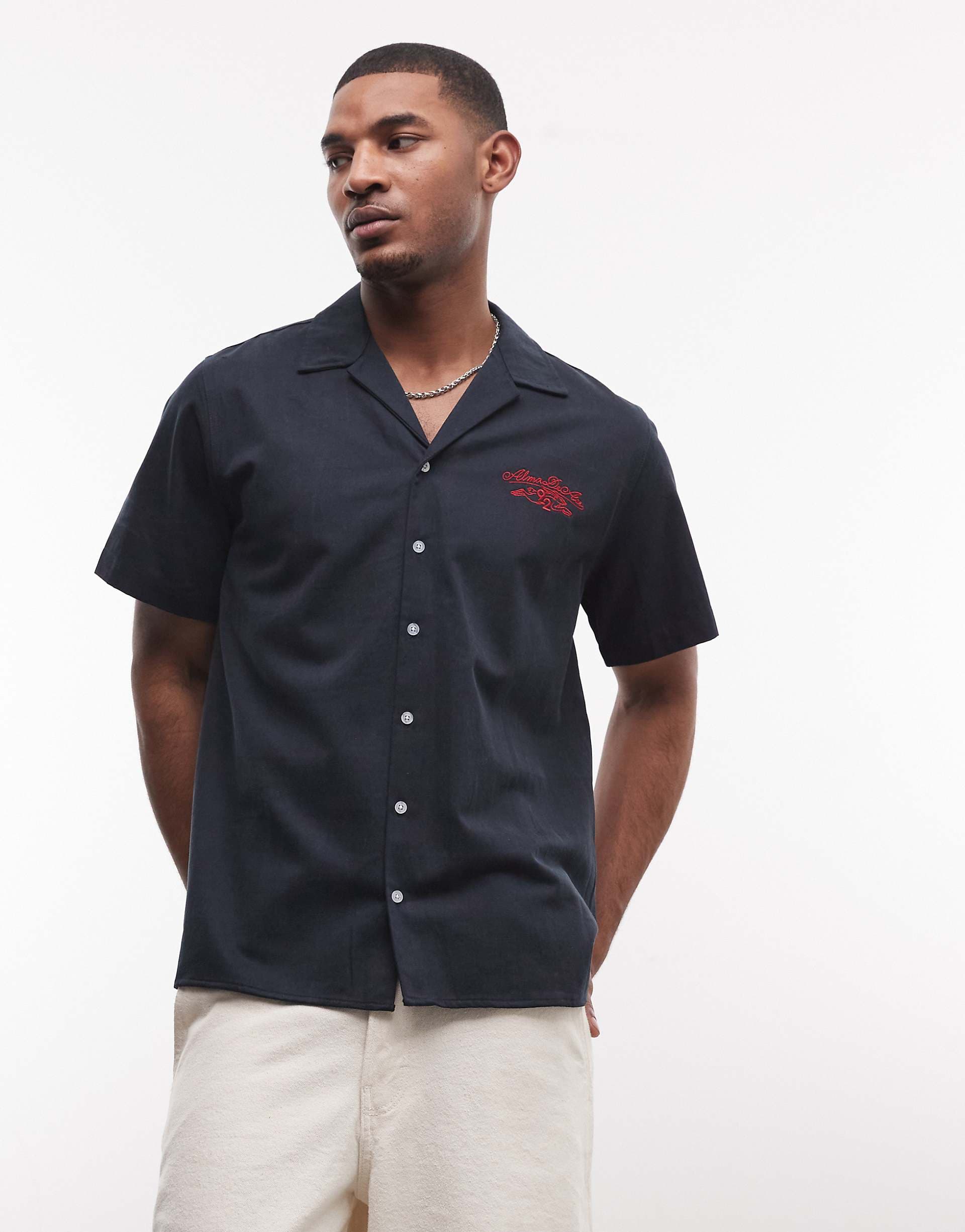 Alma De Ace logo shirt with chest embroidery in navy