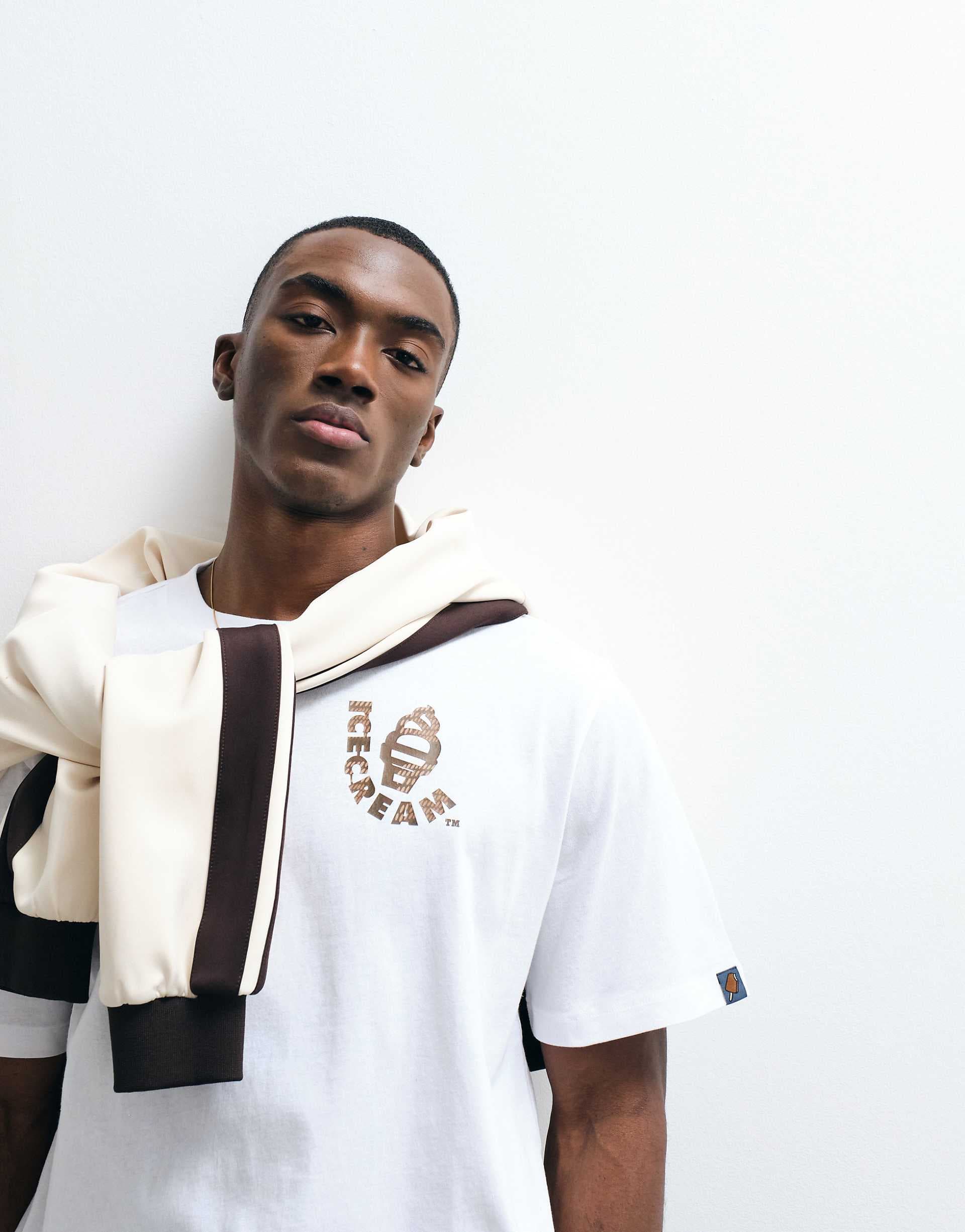 ICECREAM waffle cone back print t-shirt in white