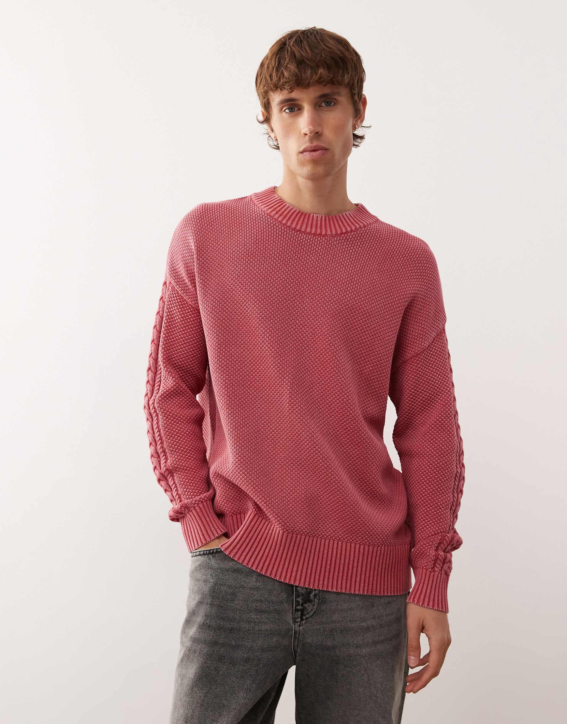 COLLUSION Knitted crew neck sweater in red