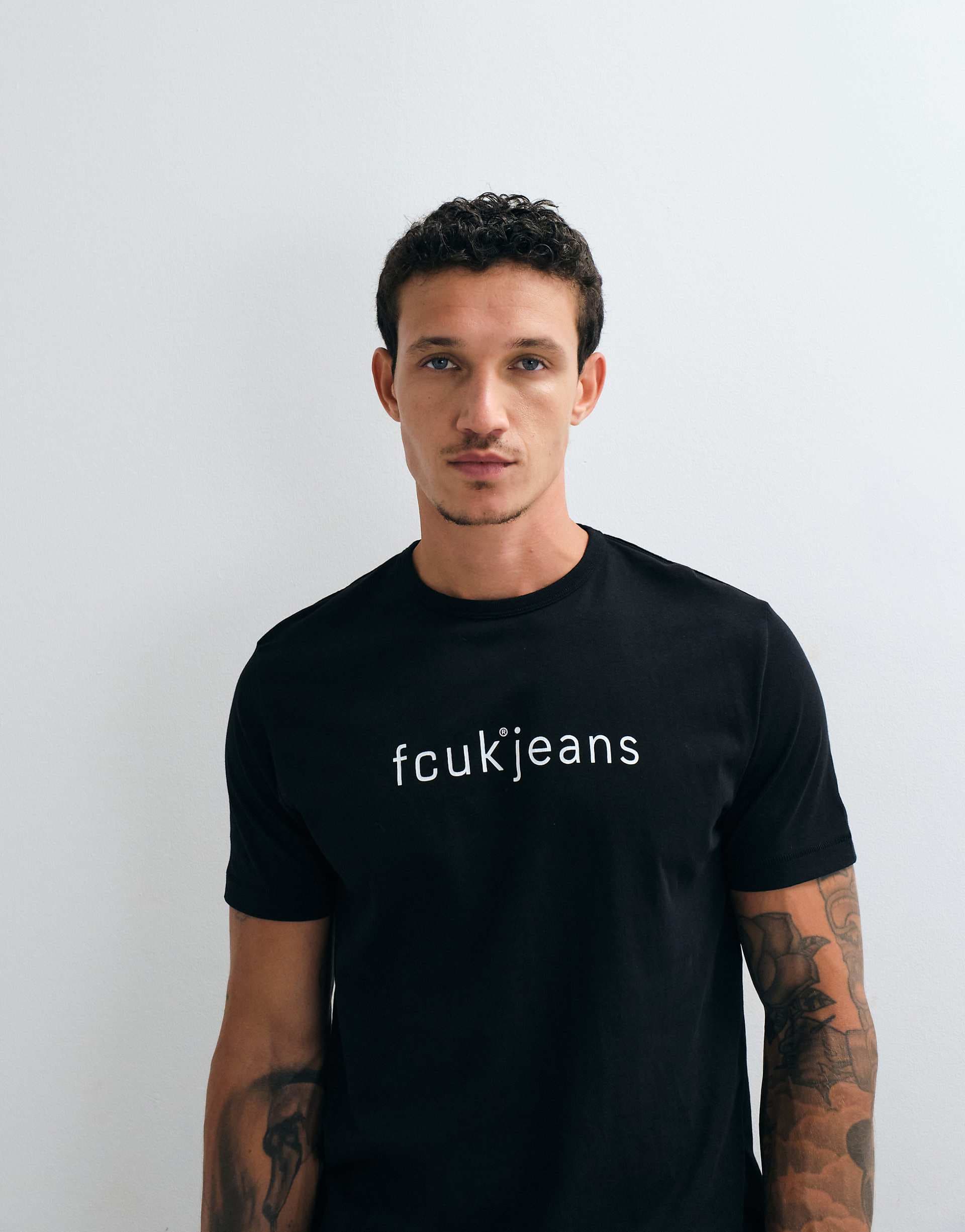French Connection FCUK jeans graphic T-shirt in black