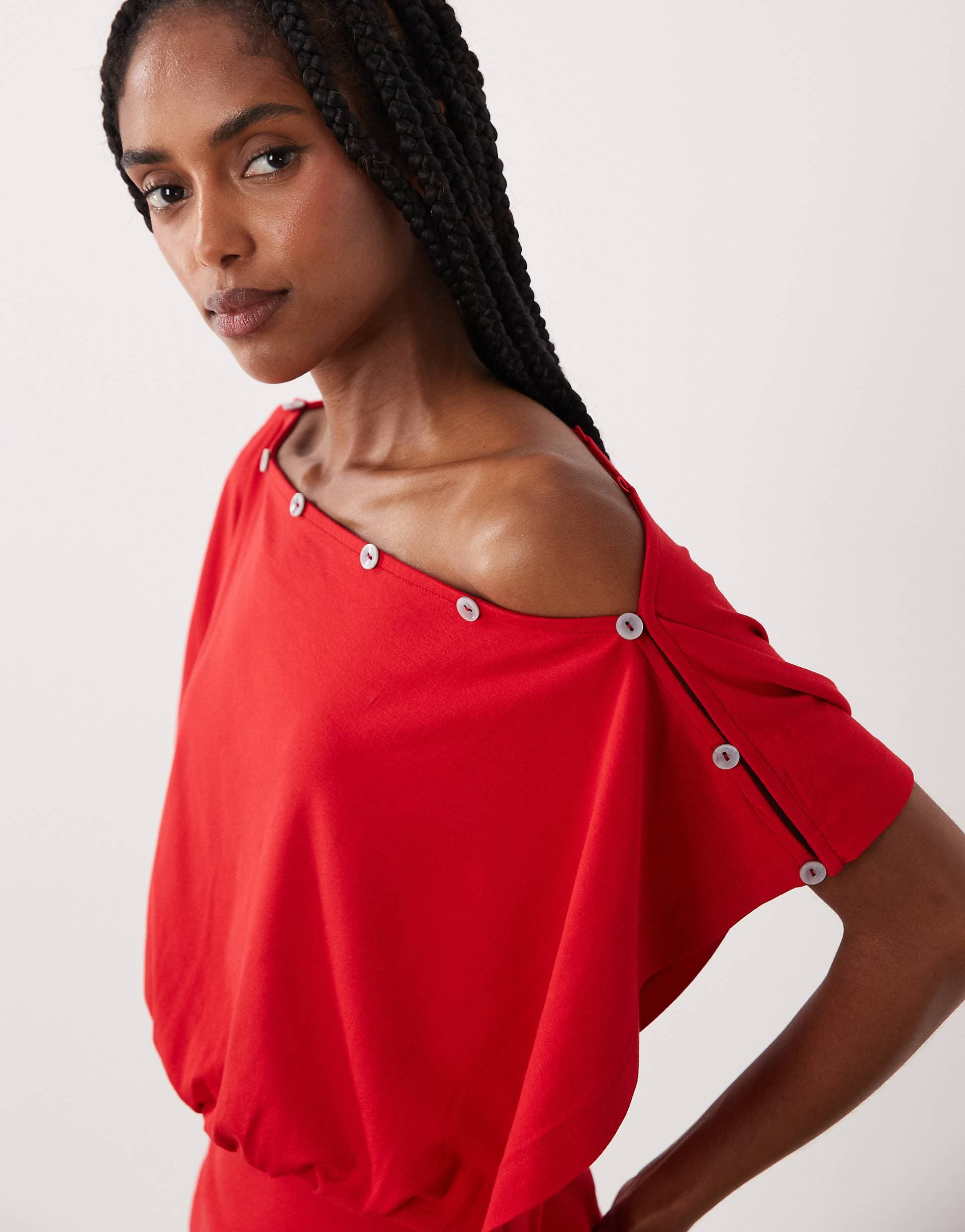 ASOS DESIGN multiway button top in red