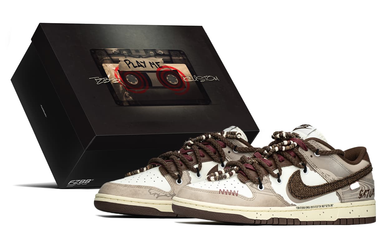 Custom Sneakers Nike Dunk NikeDKL 'Saturn Yi An' Special Gift Box Retro Outdoor Deconstructed Low-Top Sneakers Women's Beige Brown
