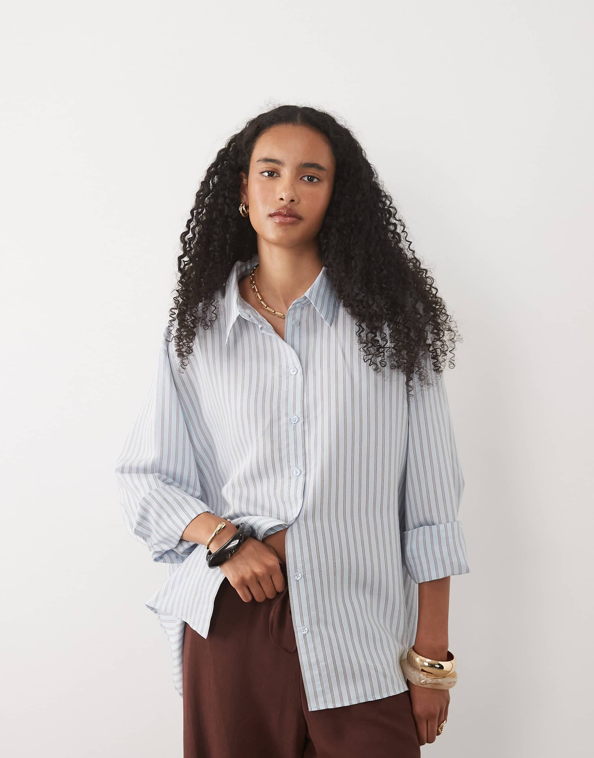 ASOS DESIGN stripe oversized shirt in blue stripe