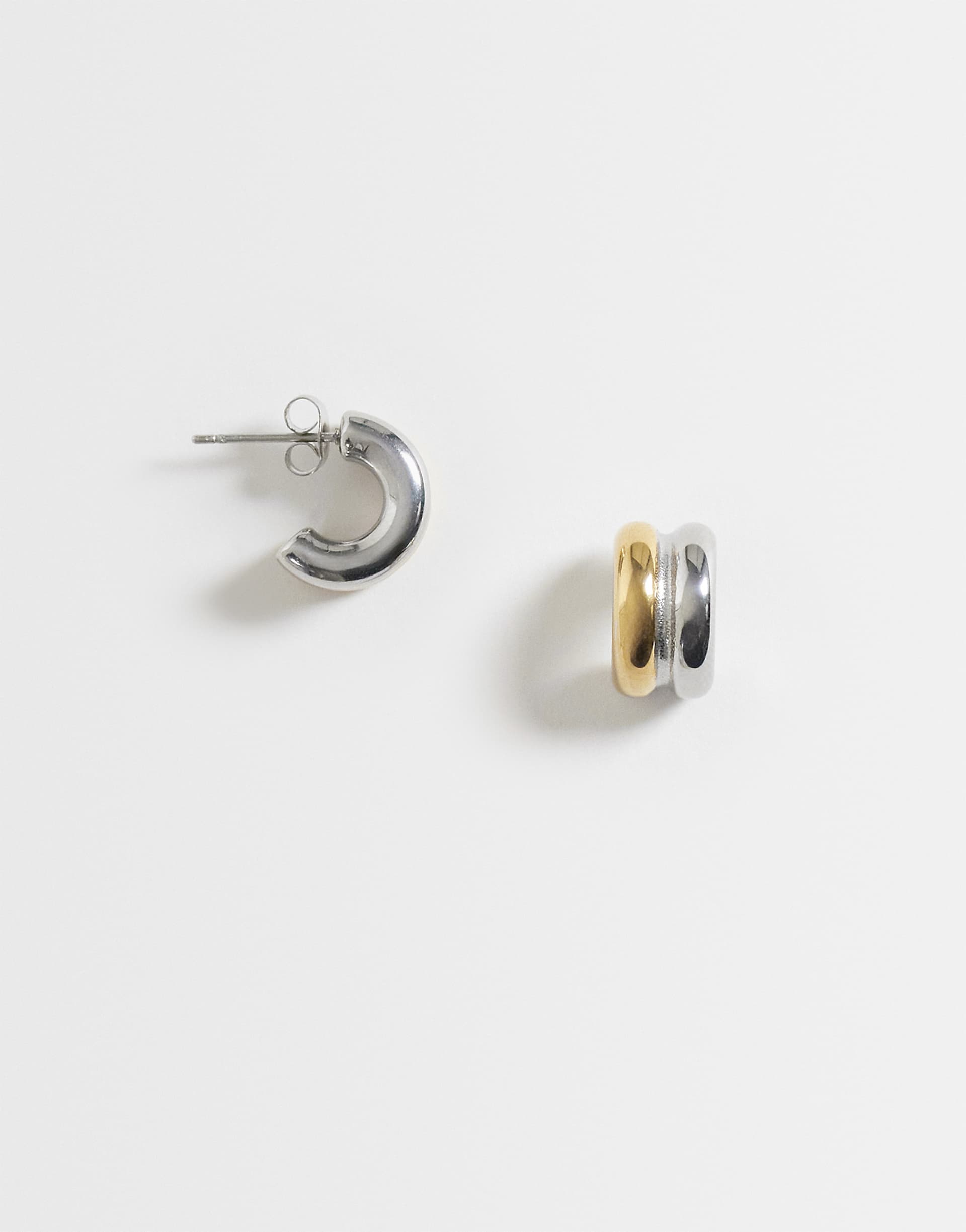 Lost Souls chubby hoop earrings in mixed-tones stainless steel