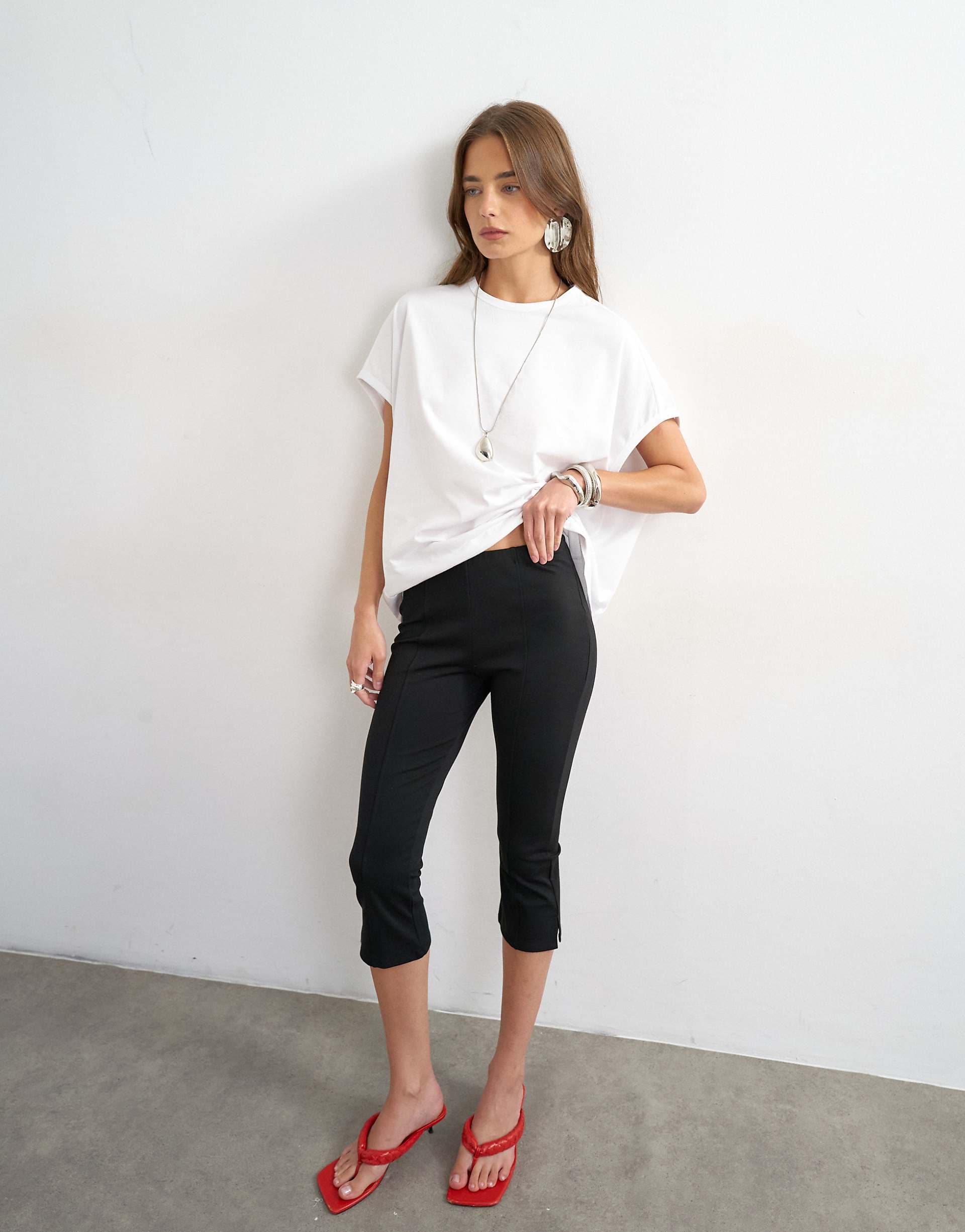 Topshop ponte capri leggings in black