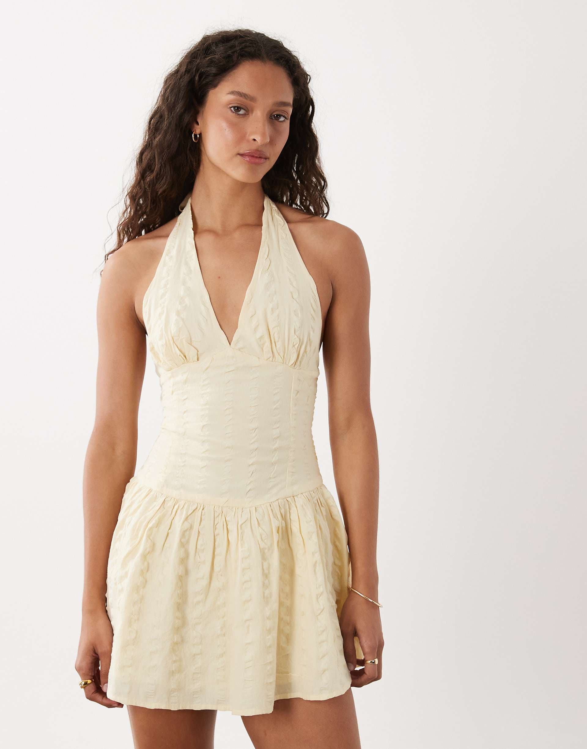 Cotton On kaity halter mini dress in vanilla