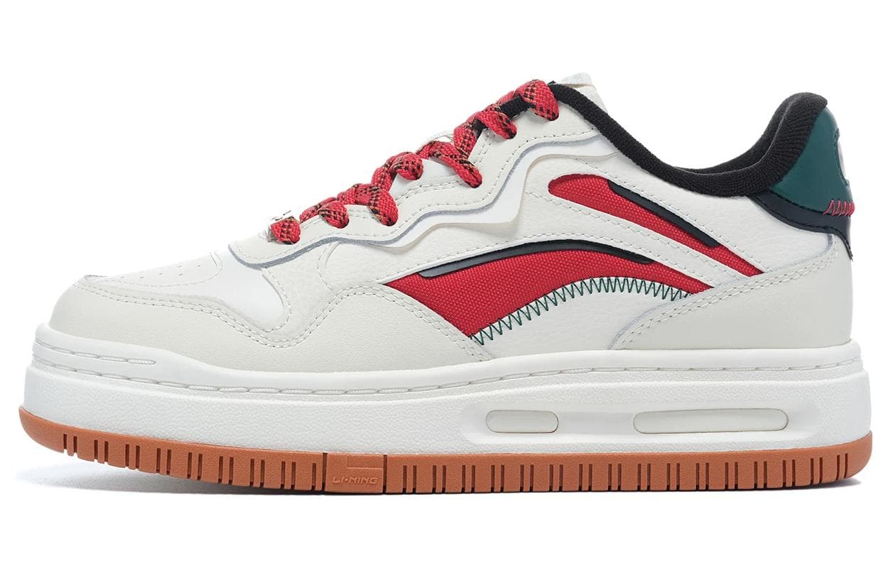 LiNing Future C1 Anti-Slip Wear-Resistant Low-Top Skateboard Shoes Women's White Red Green