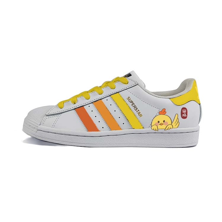 Adidas Originals SUPERSTAR Wear-Resistant Low-Top Skateboard Shoes Unisex White Yellow Orange