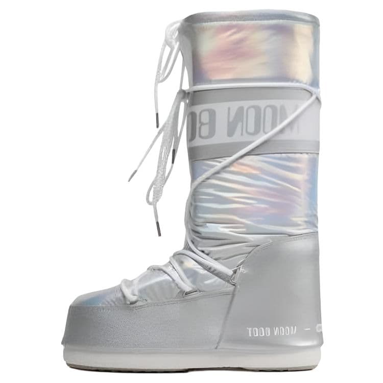 Moon Boot Icon Round Toe Lace-Up Mid-Calf Snow Boots Unisex Silver