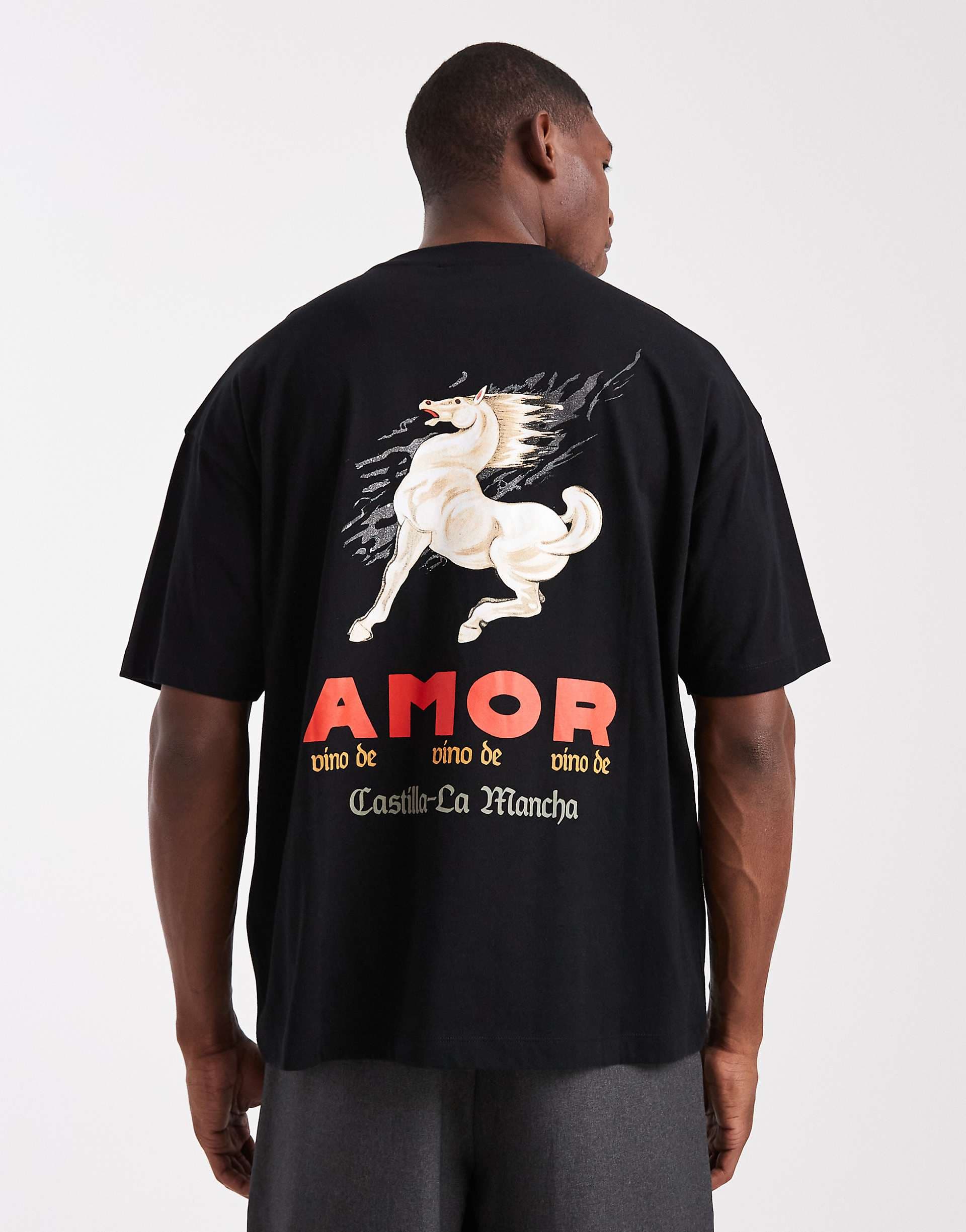 ASOS DESIGN oversized t-shirt with cartoon graphic in black