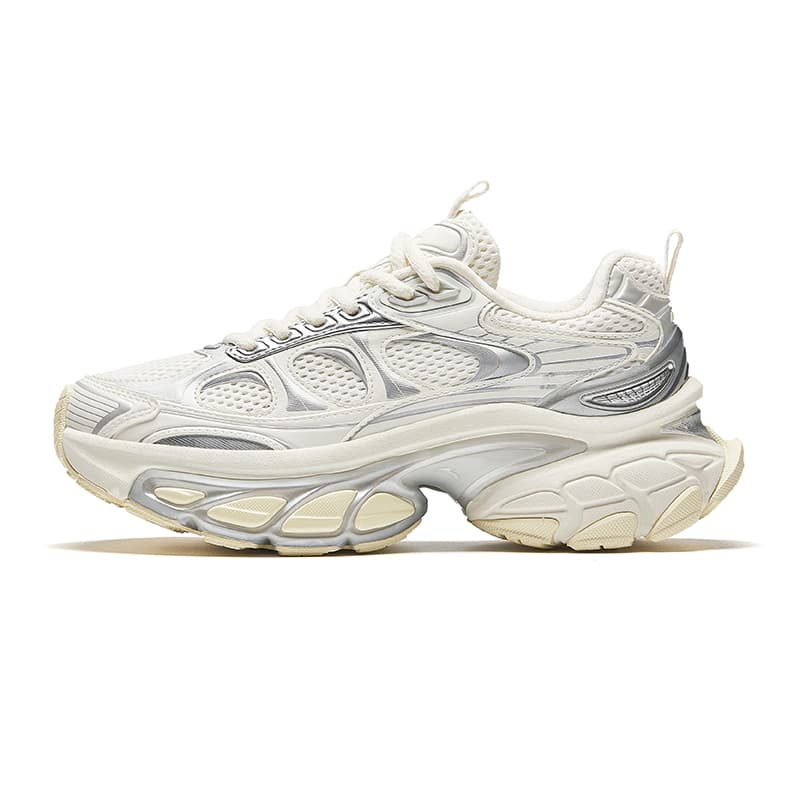 Anta Chandelier Height Increasing Low-Top Chunky Sneakers Women's White Silver