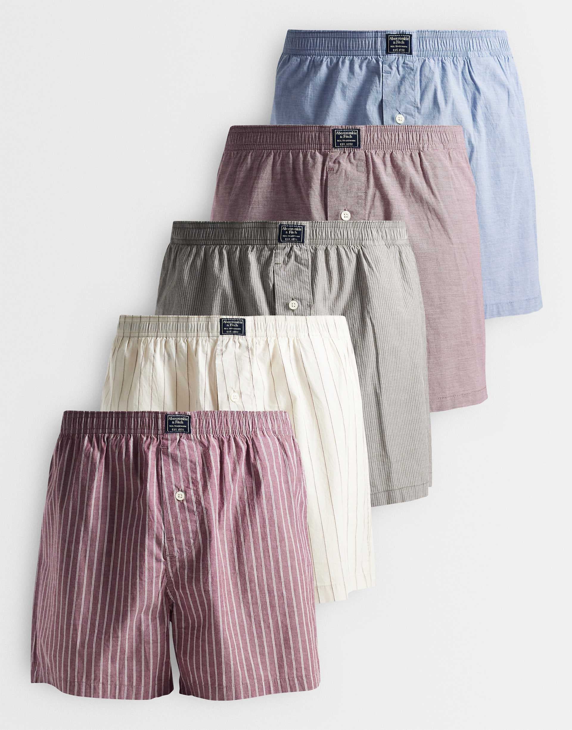 Abercrombie & Fitch 5 pack boxer briefs in neutral plaid
