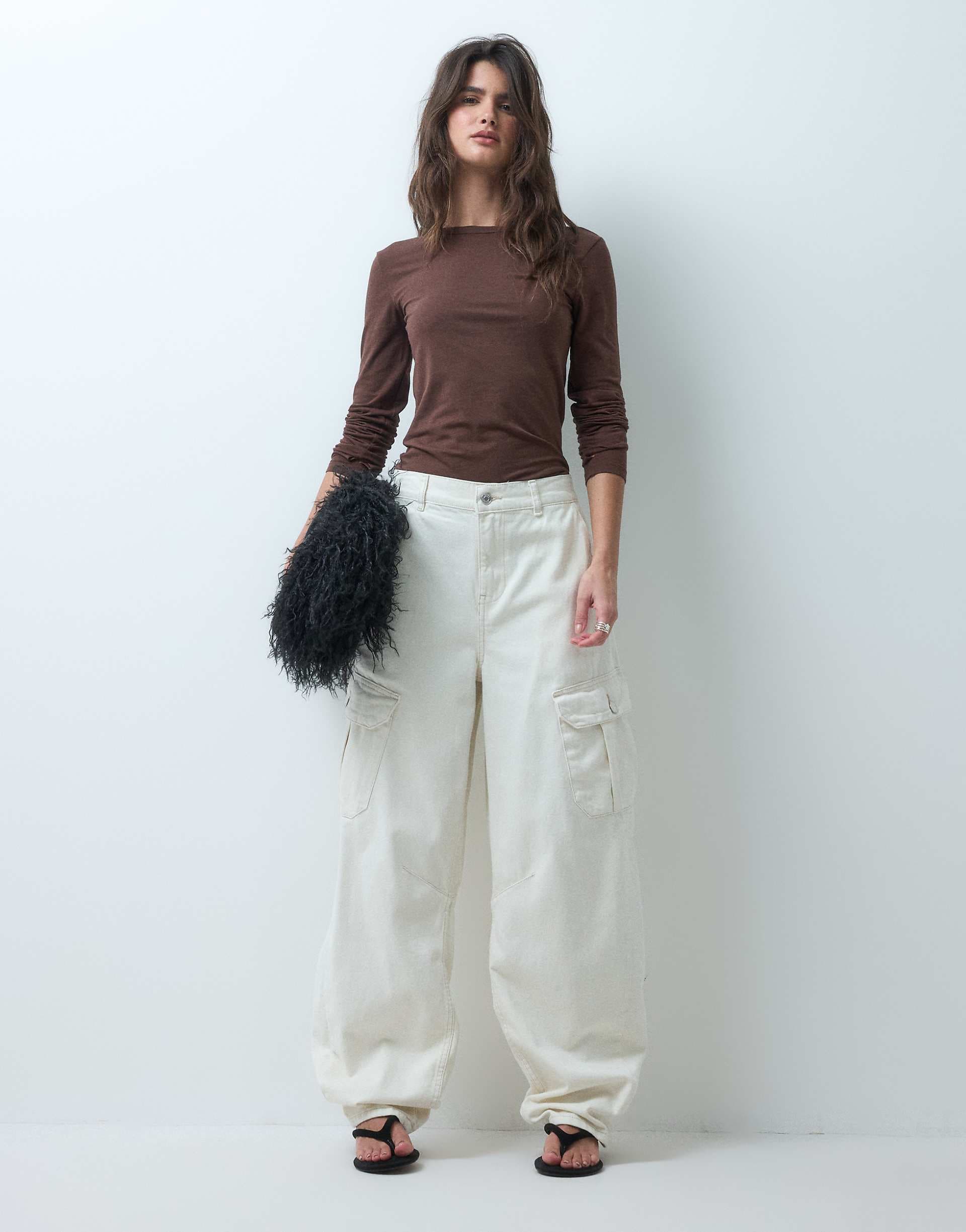 ASOS DESIGN cargo pants with tie waist in ecru