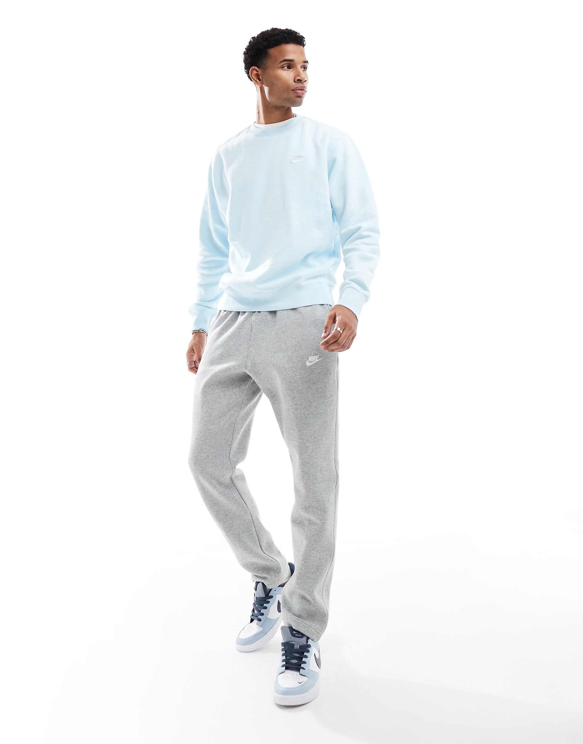 Nike Club open hem sweatpants in gray