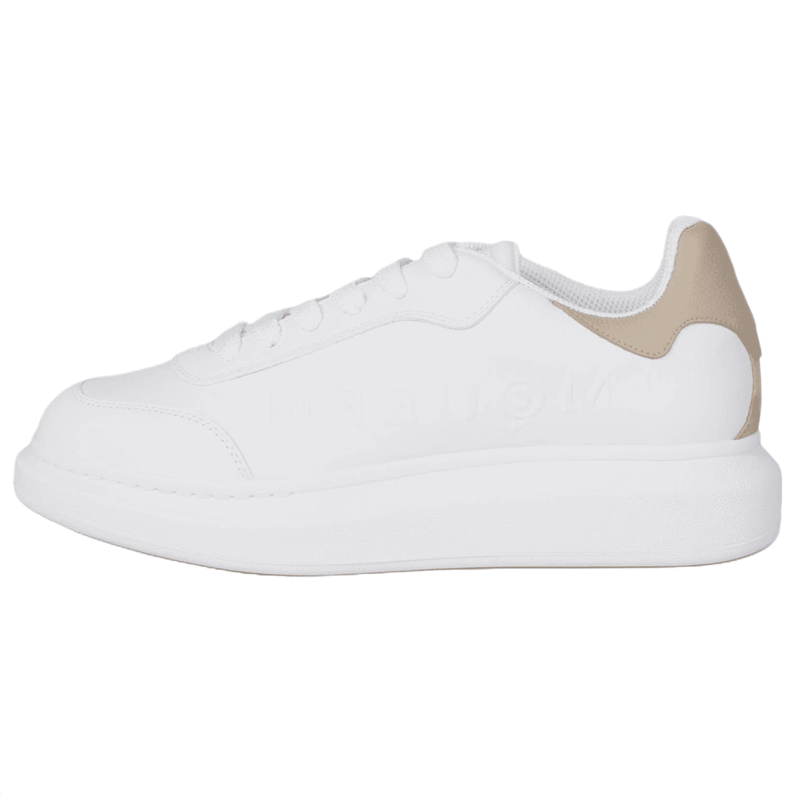 Alexander McQueen Calfskin Round Toe Platform Lace-Up Low-Top Sneakers Men's White