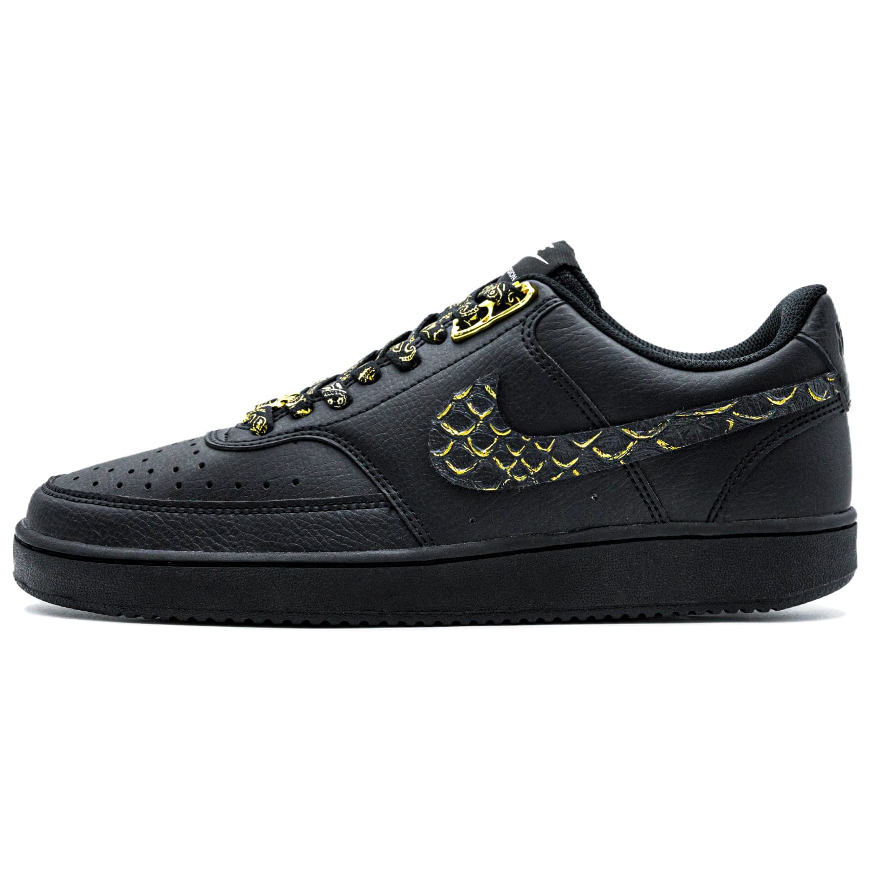 Custom Sneakers Nike Court Vision 1 'Dark Gold Knight' Personality Trendy Fashion Comfortable Wear-Resistant Low-Top Sneakers Unisex Black Gold