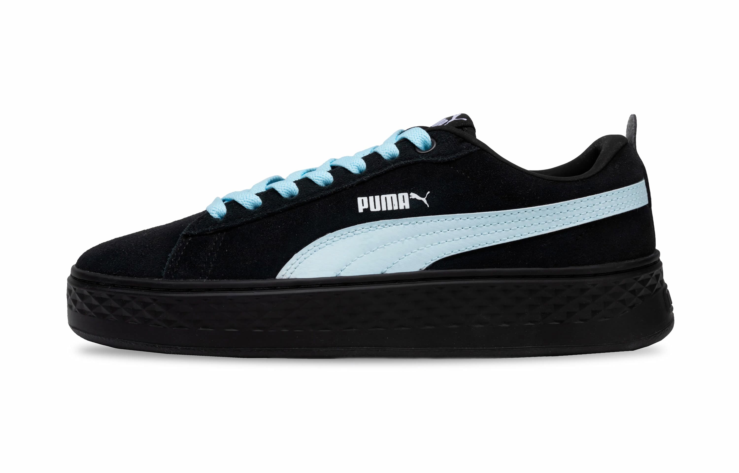 PUMA Suede Platform Slip-Resistant Low-Top Skateboard Shoes Women's Black Blue