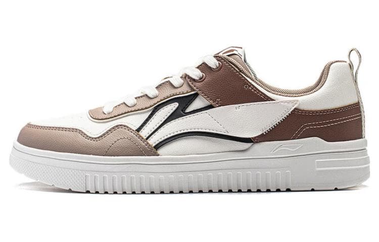 LINING Qingyun Skateboard Shoes Men Low-Top Mist White/Light Glaze Brown