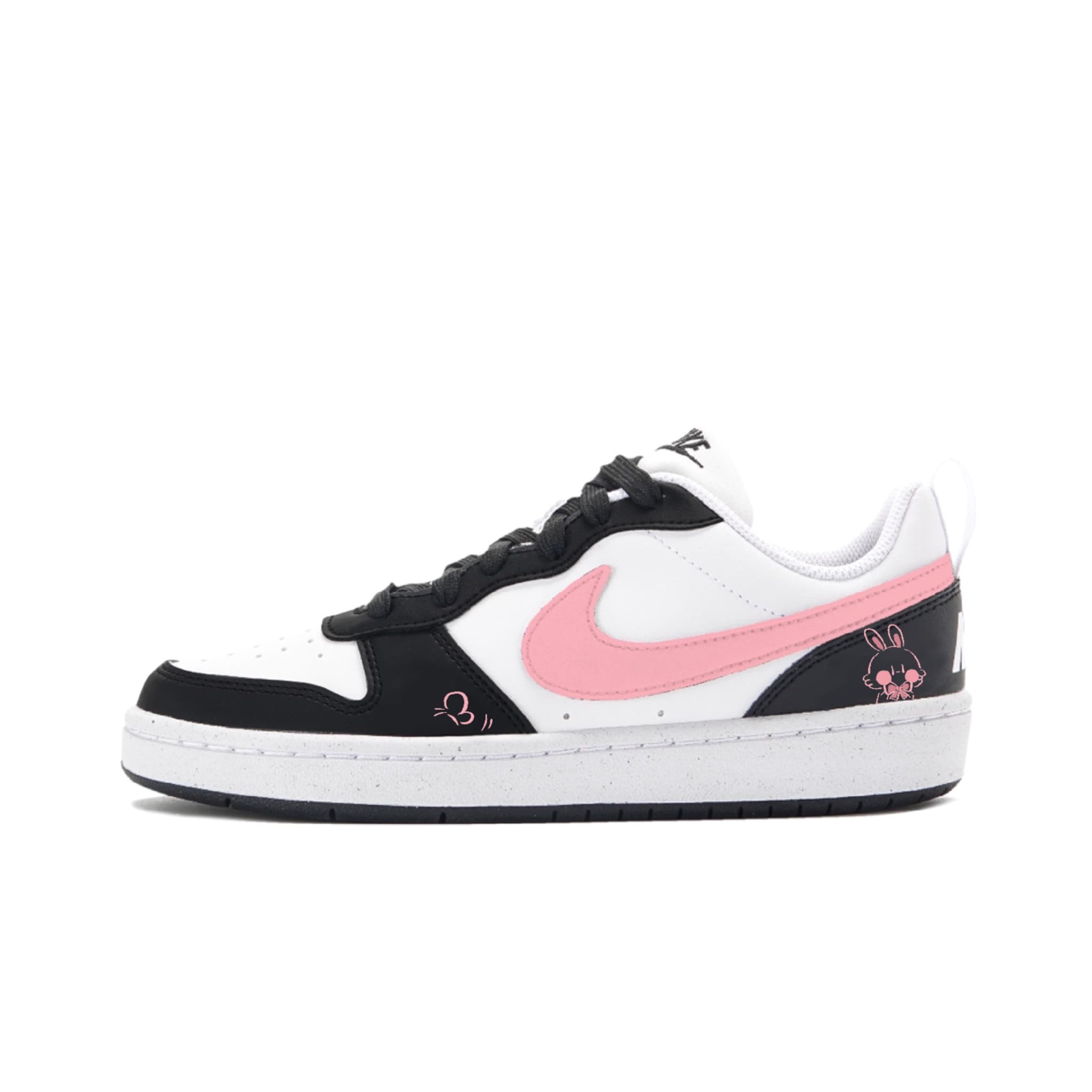 Custom SneakersNike Court Borough 2 Custom Sneakers Peach Bunny Shadow Cute Girl Trendy Simple Versatile Dopamine Wear-Resistant Anti-Slip Low-Top Board Shoes Unisex Black/Pink