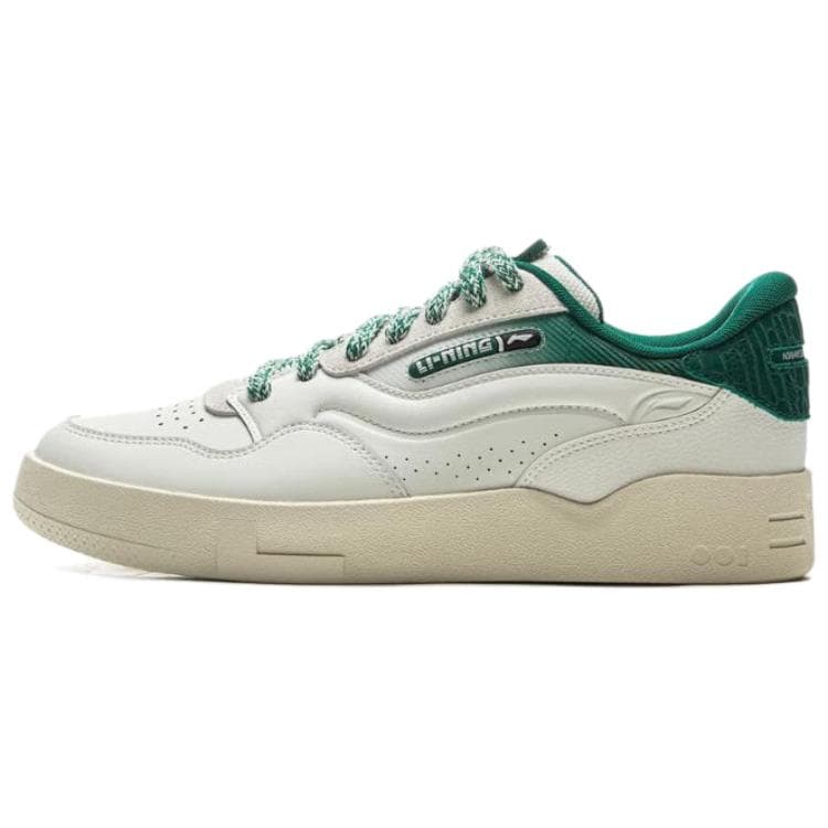 LiNing Anti-Slip And Wear-Resistant Coverage Low-Top Casual Shoes Unisex White Green