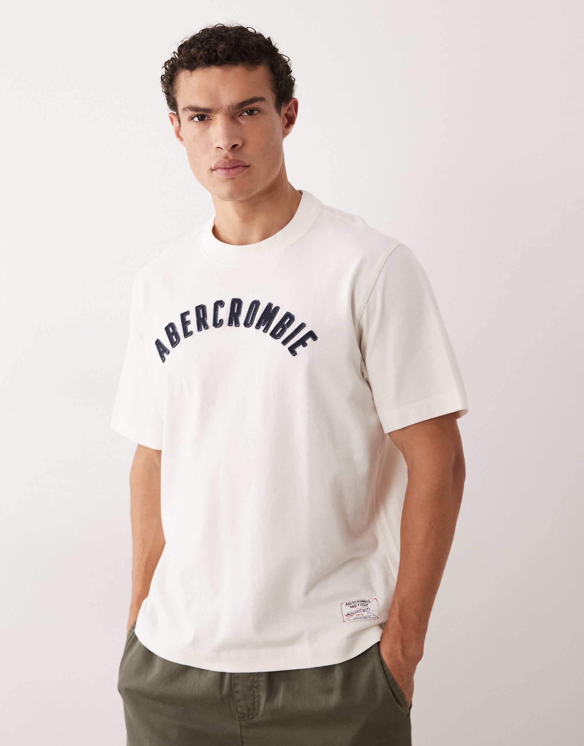 Abercrombie & Fitch patch logo T-shirt in white