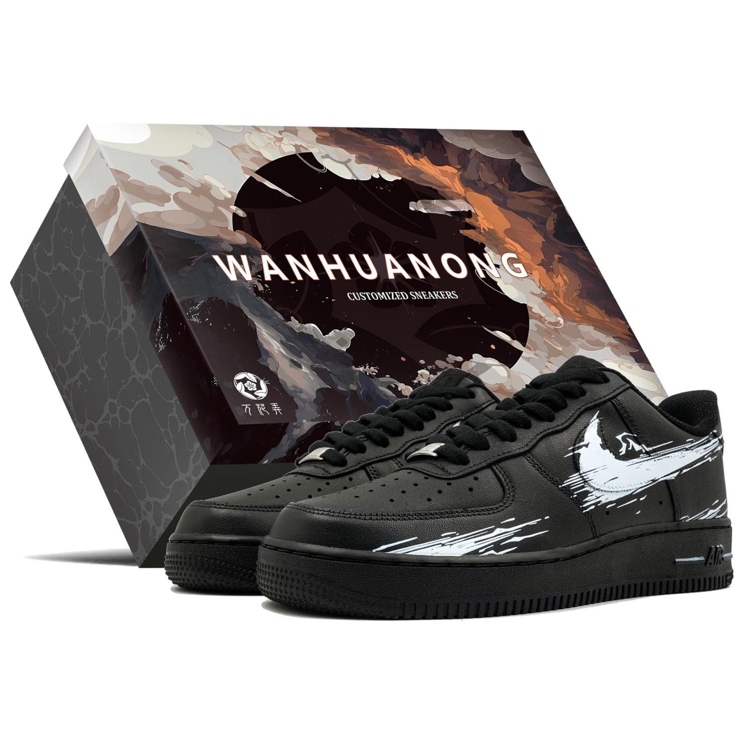 Nike Air Force 1 Kaleidoscope Toxin-Free Shopping Bag Slip-Resistant Low-Top Skateboard Shoes Unisex Black White