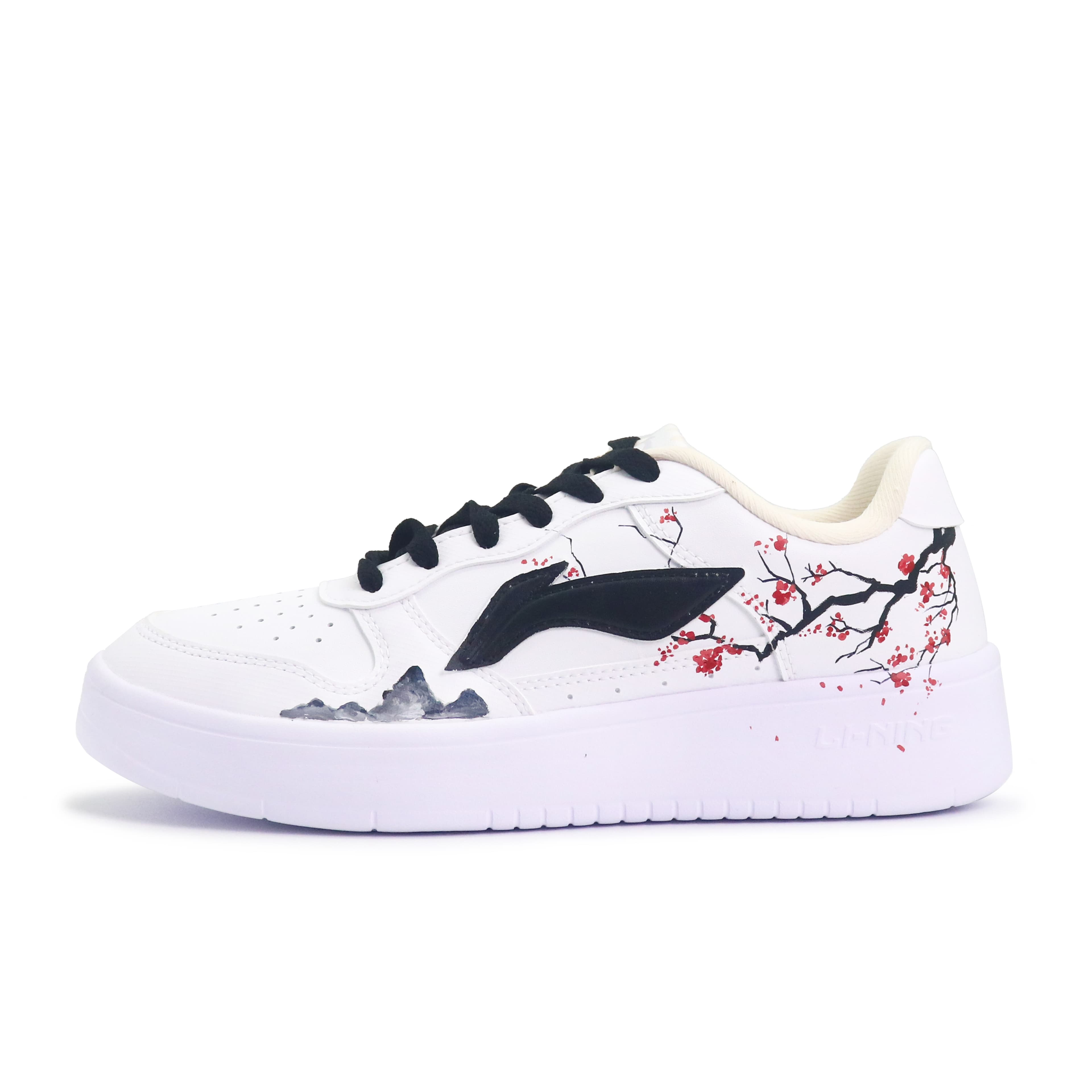 LiNing Pontoon Boats Lightweight And Breathable Low-Top Skateboard Shoes Women's Black White Red