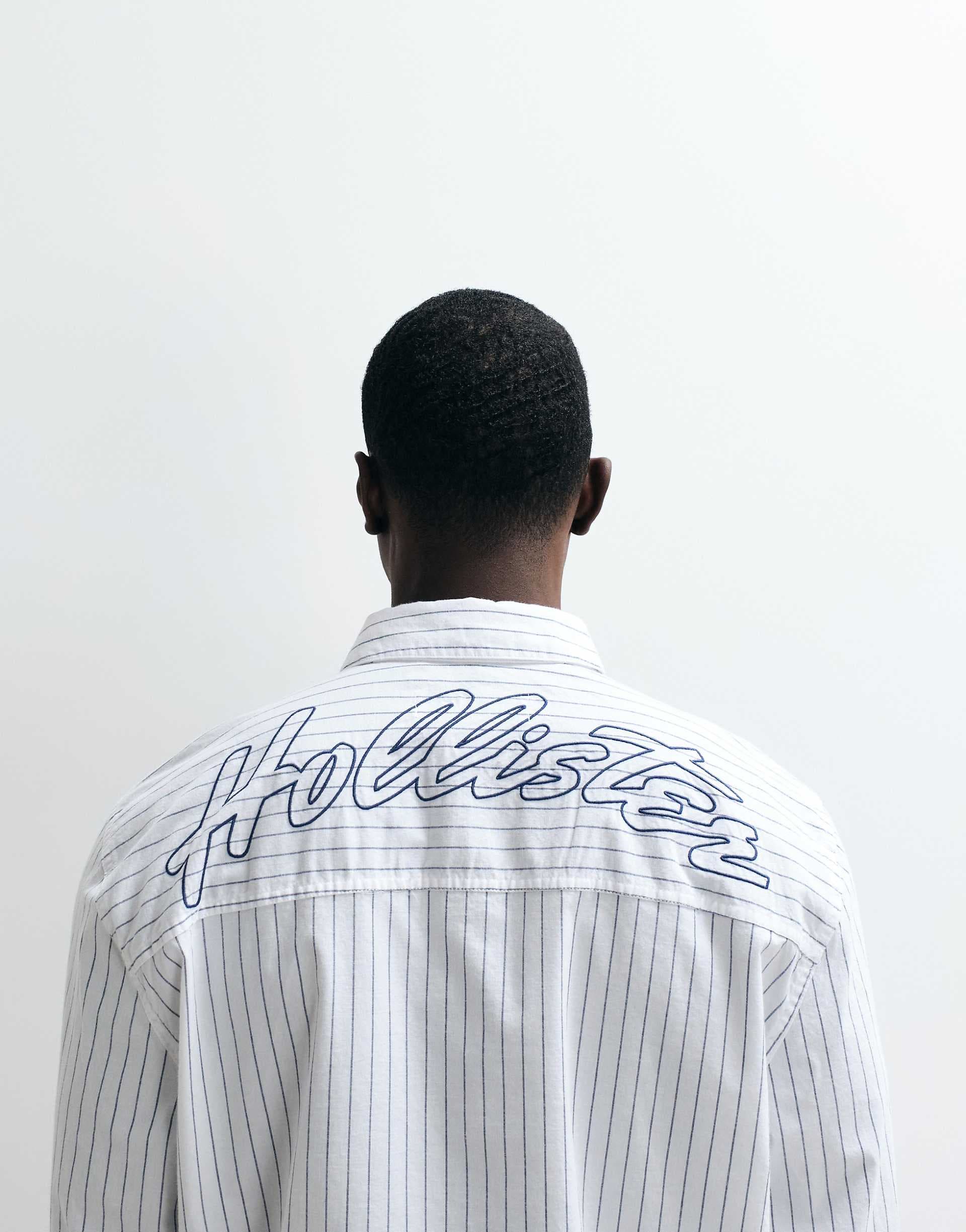 Hollister long sleeve poplin shirt in white