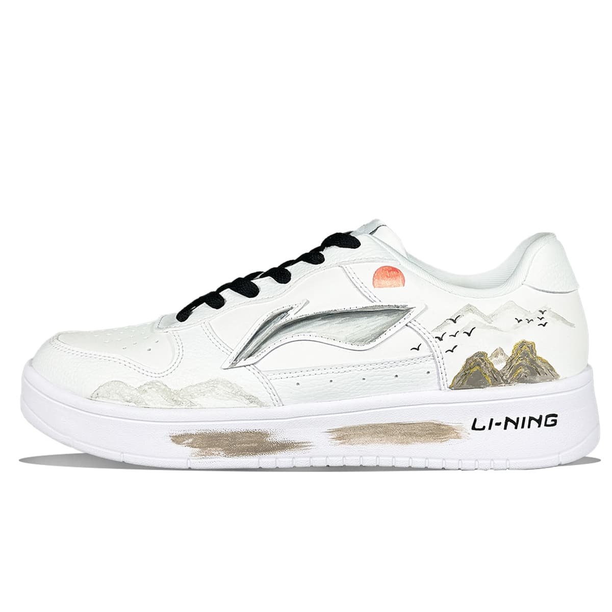 LiNing Cushioned Wear-Resistant Breathable Low-Top Skateboard Shoes Women's White Gray Black