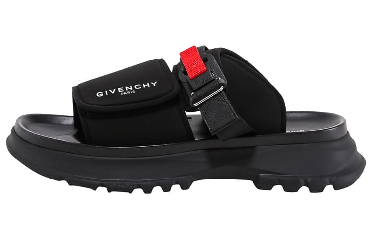 Givenchy Round Toe Open Toe Slip-On Slide Sandals Men's Black