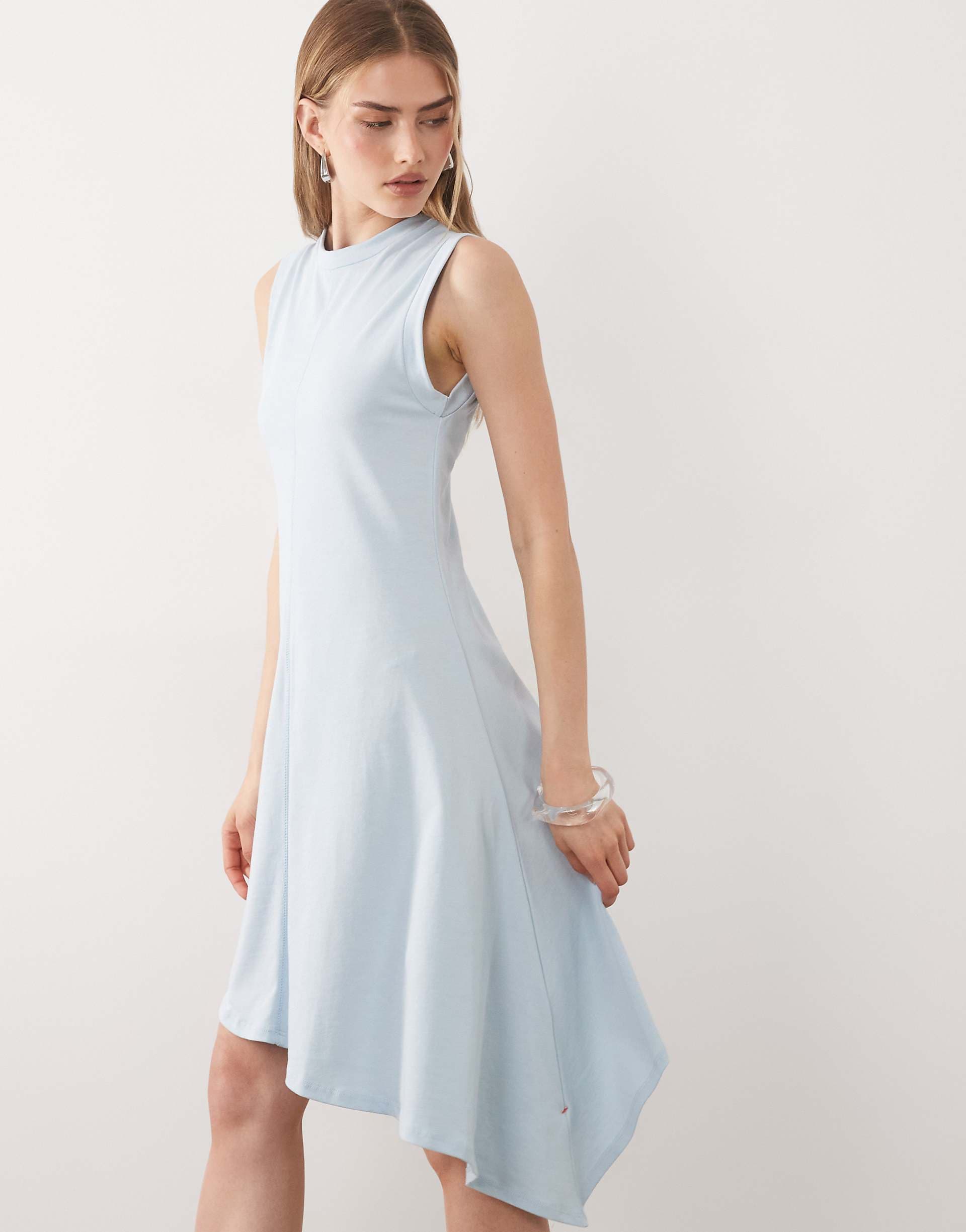 ASOS DESIGN sleeveless mini dress with asymmetric hem in white