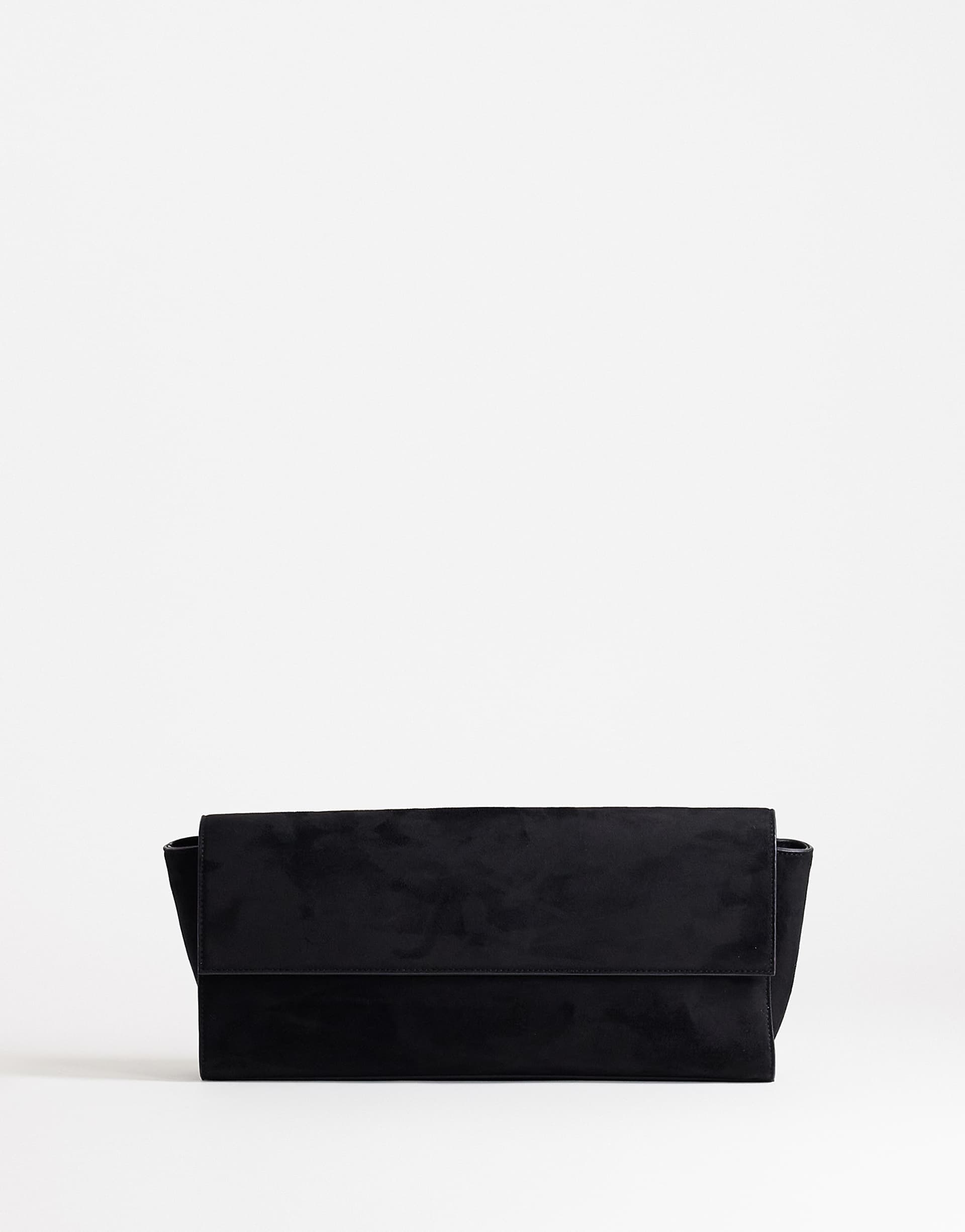 Topshop Clark medium suedette fold over clutch purse in black
