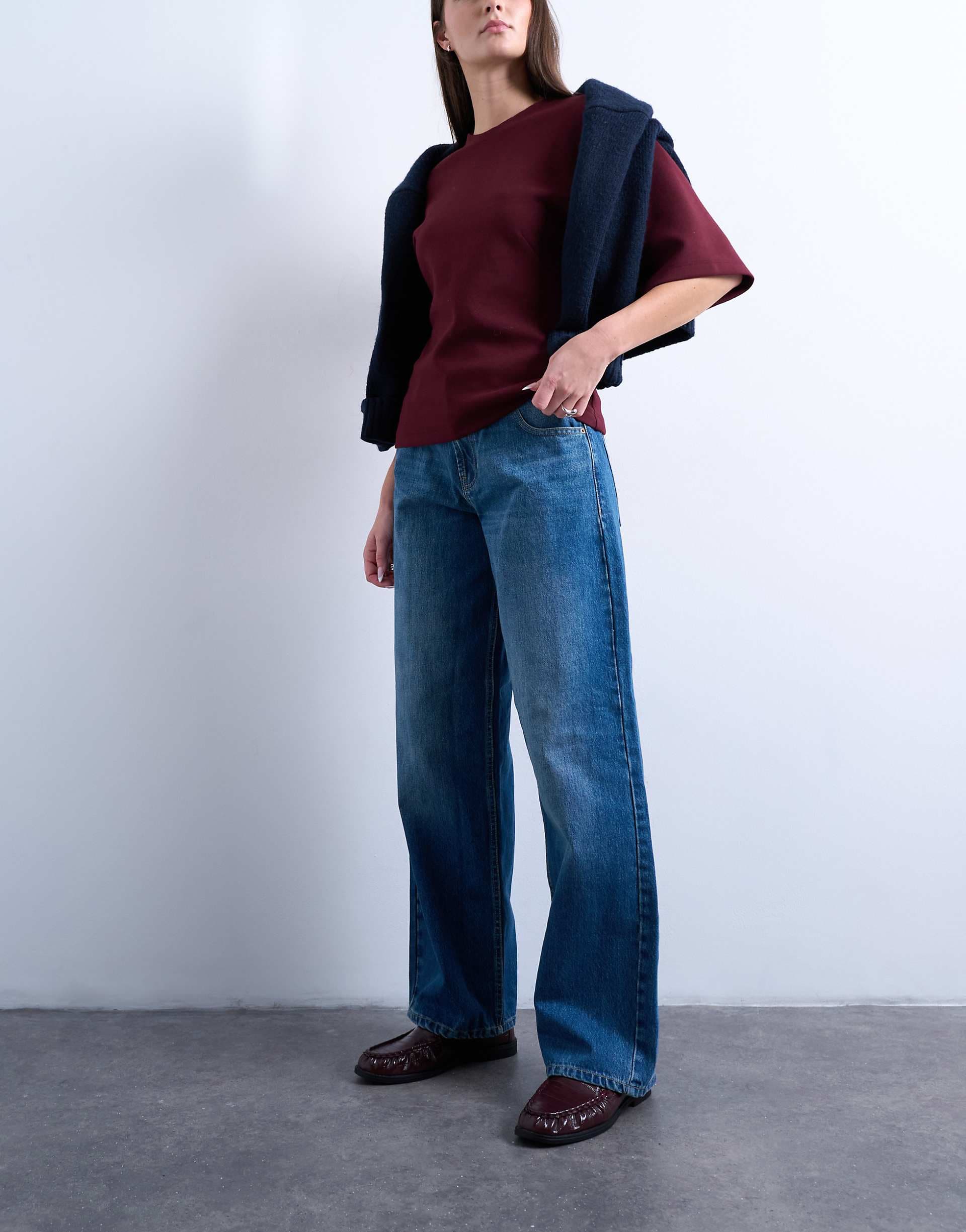 Topshop Hourglass Cinch relaxed jeans in vintage blue