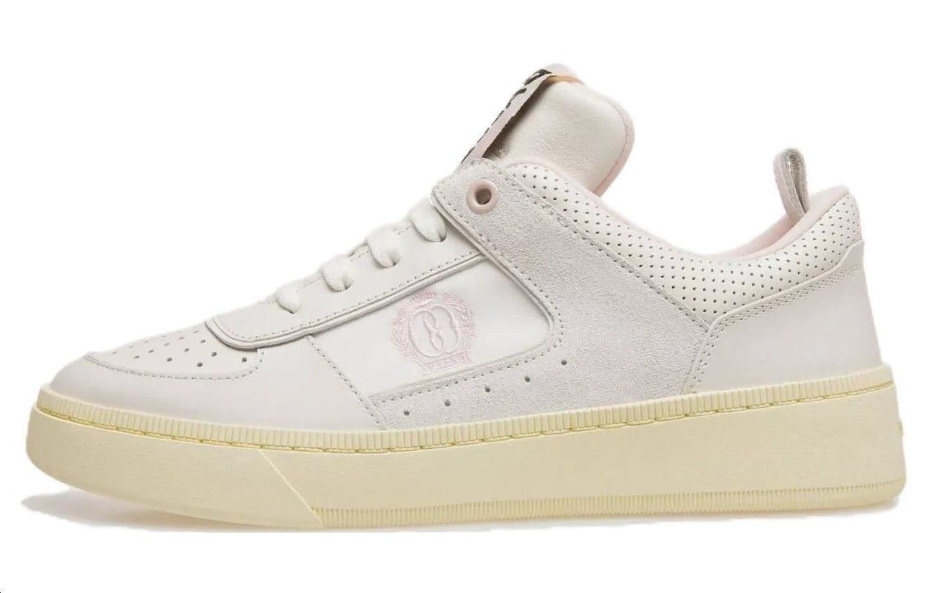 BALLY Leather Round-Toe Lace-Up Low-Top Sneakers Women's Pink White