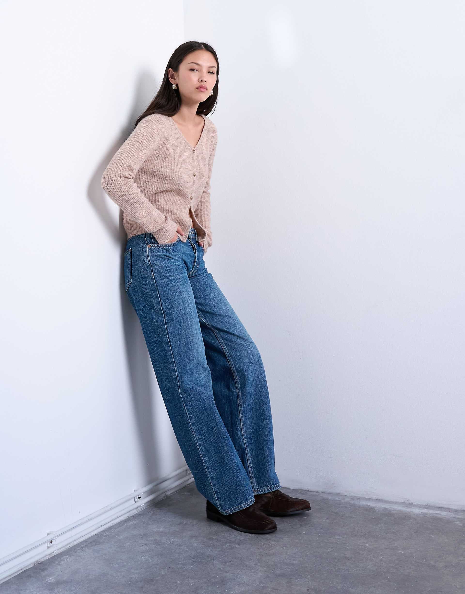Topshop Hourglass Ember low rise straight leg jeans in vintage blue