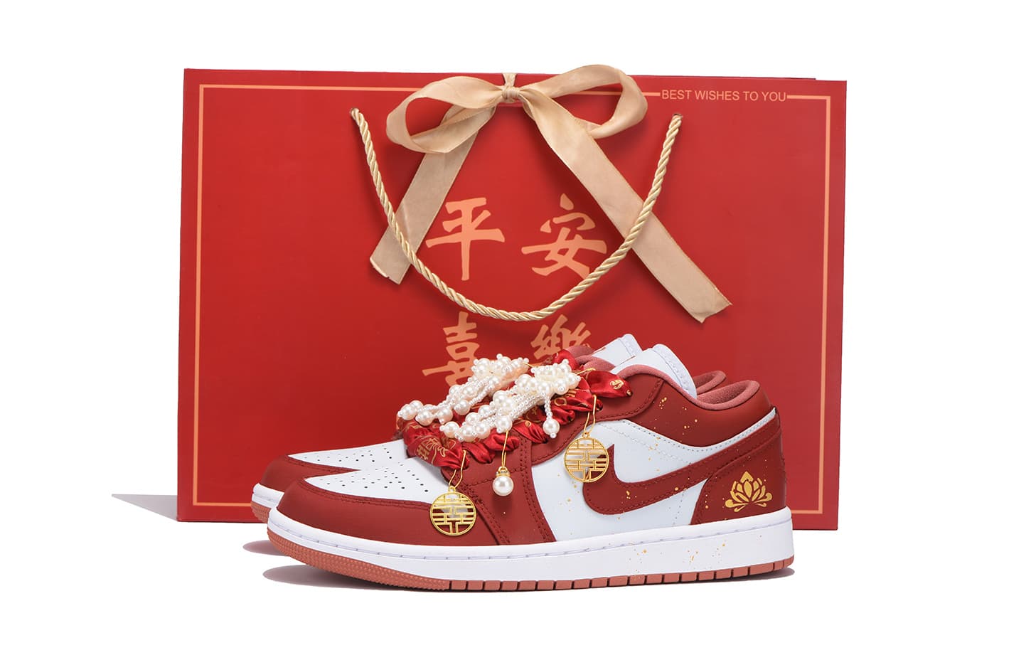 Jordan Air Jordan 1 Anti-Slip And Wear-Resistant Coverage Low-Top Vintage Basketball Shoes Women's Red