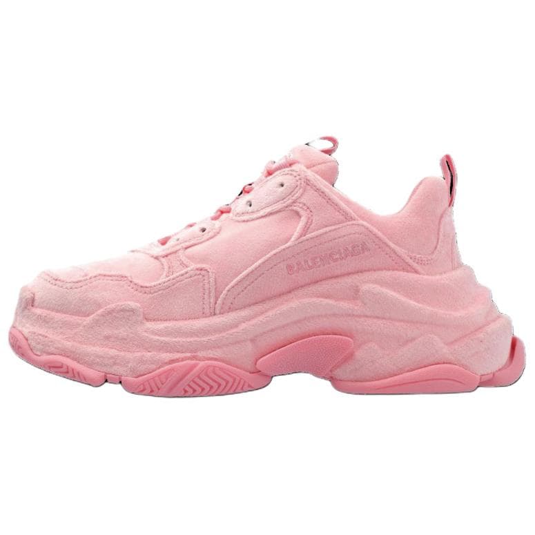 Balenciaga Triple S Fabric Round Toe Lace-Up Low-Top Dad Shoes 7cm Women's Pink