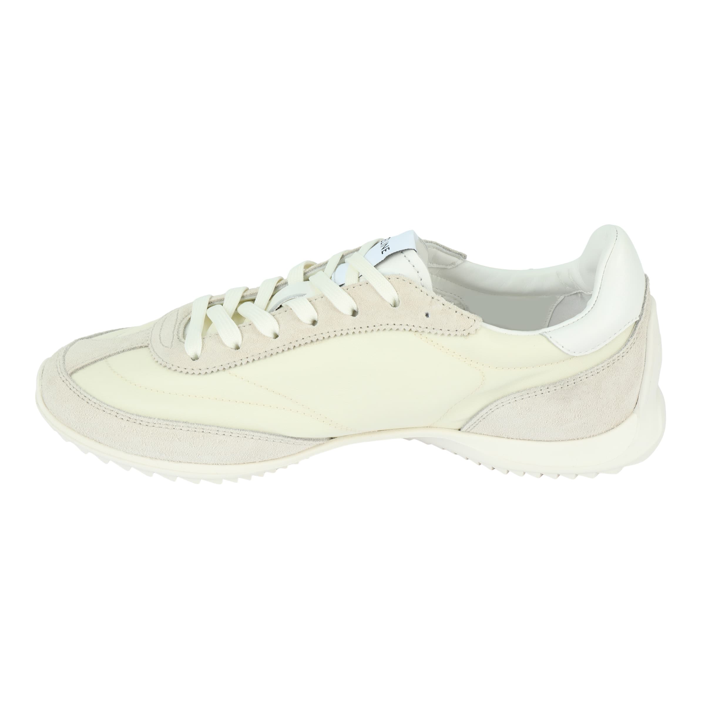 CELINE Racer Calfskin Round Toe Lace-Up Flat Low-Top Casual Shoes Women's Beige