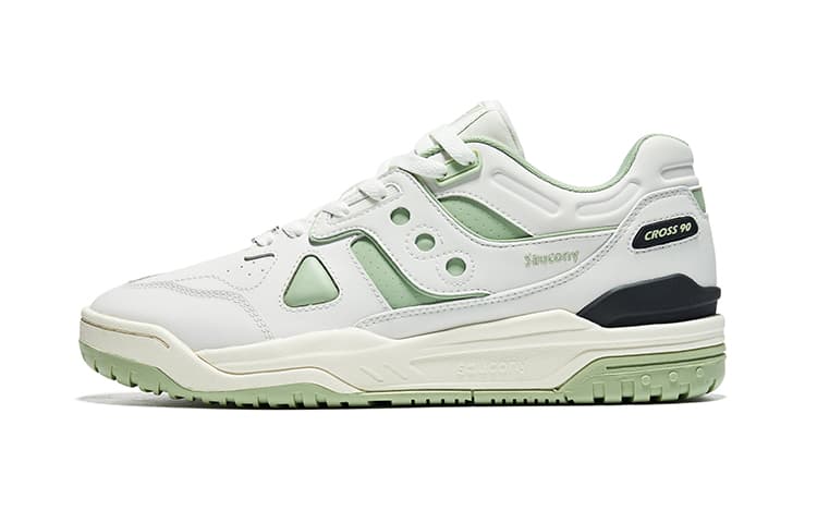 Saucony Cross 90 Anti Slip Cushioning Warm Low Top Running Shoes Unisex White Green