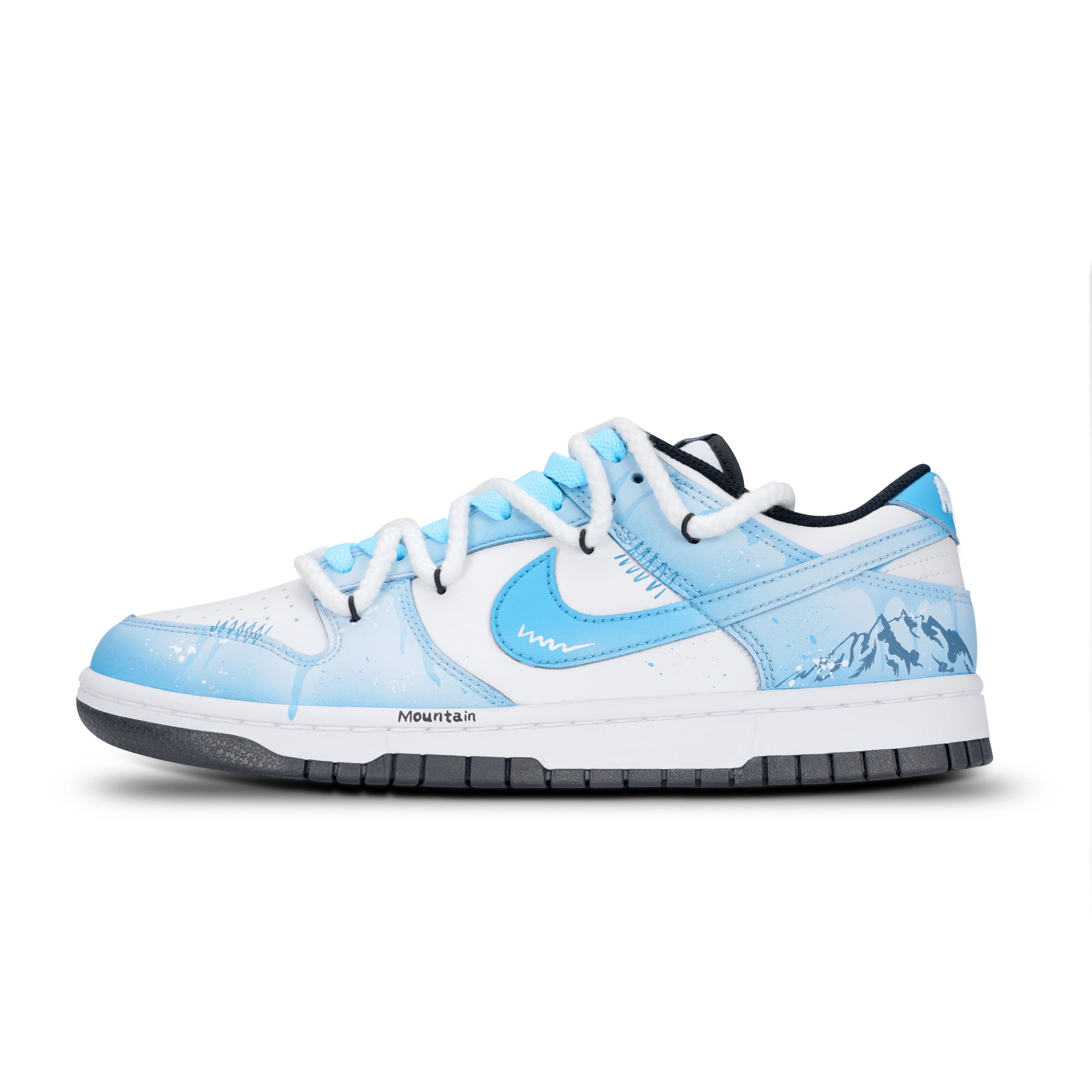 Custom SneakersNike Dunk Black White Panda Snow Mountain Premium Niche Long-Termism Elegant Versatile Wear-Resistant Anti-Slip Low-Top Skate Shoes Unisex Blue
