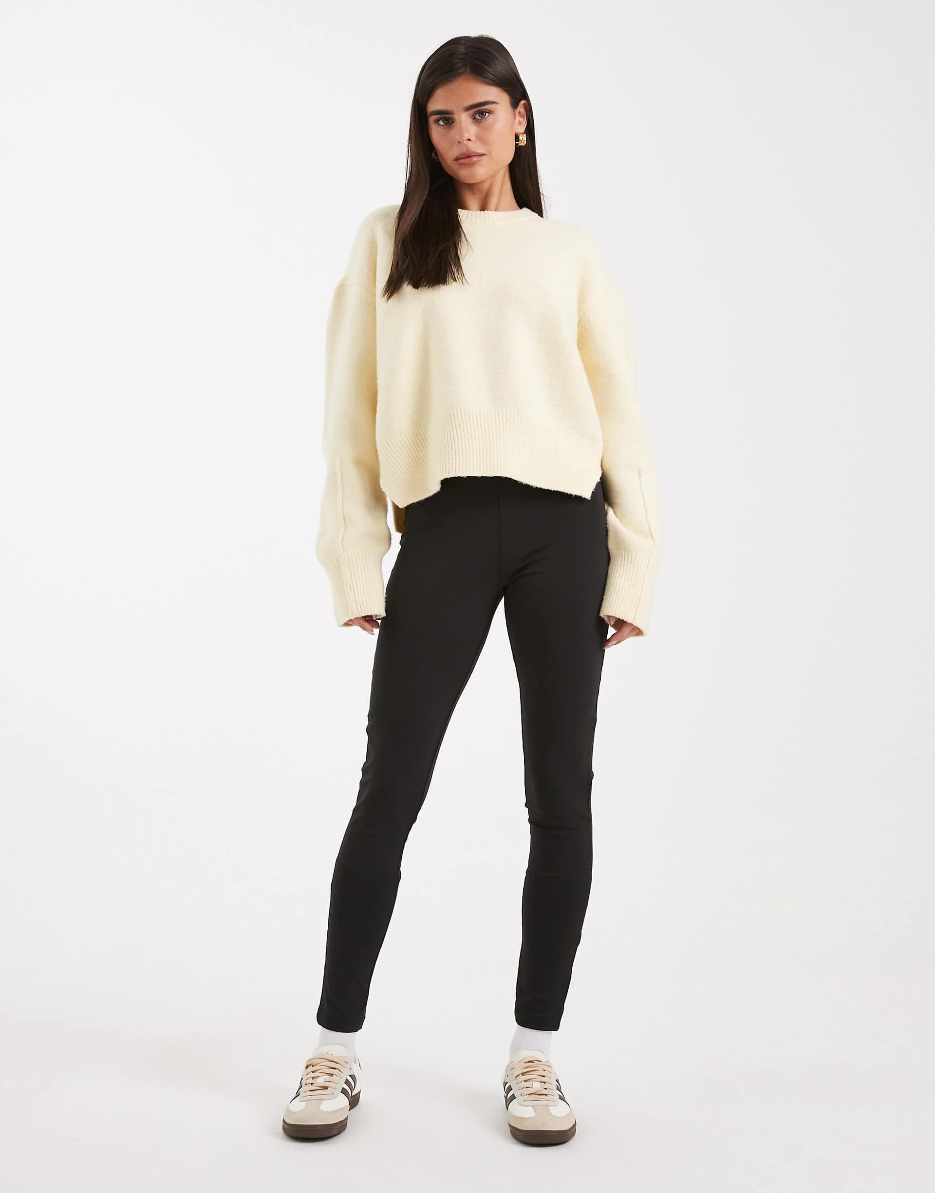 ASOS DESIGN sculpting deep waistband leggings in black